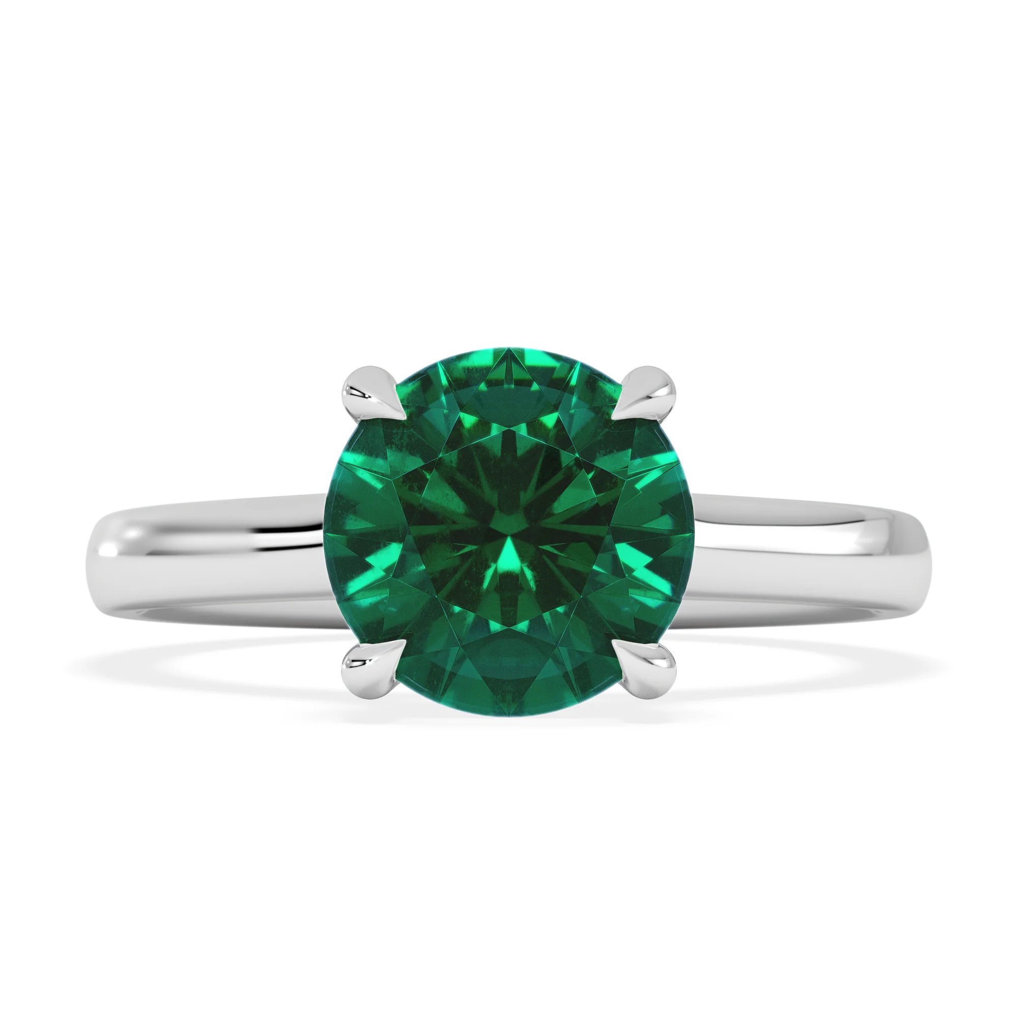 Amora Gem 2.00ct Round Cut Lab Emerald Hidden Halo Engagement Ring in 18K White Gold - Image 7