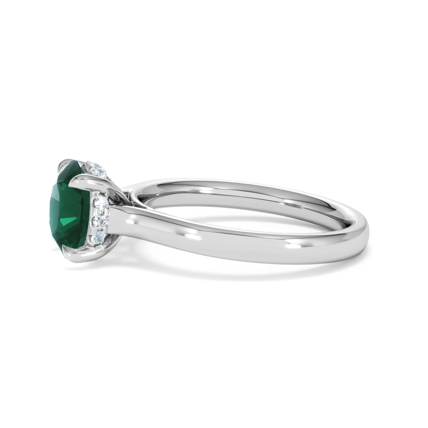 Amora Gem 2.00ct Round Cut Lab Emerald Hidden Halo Engagement Ring in 18K White Gold - Image 71