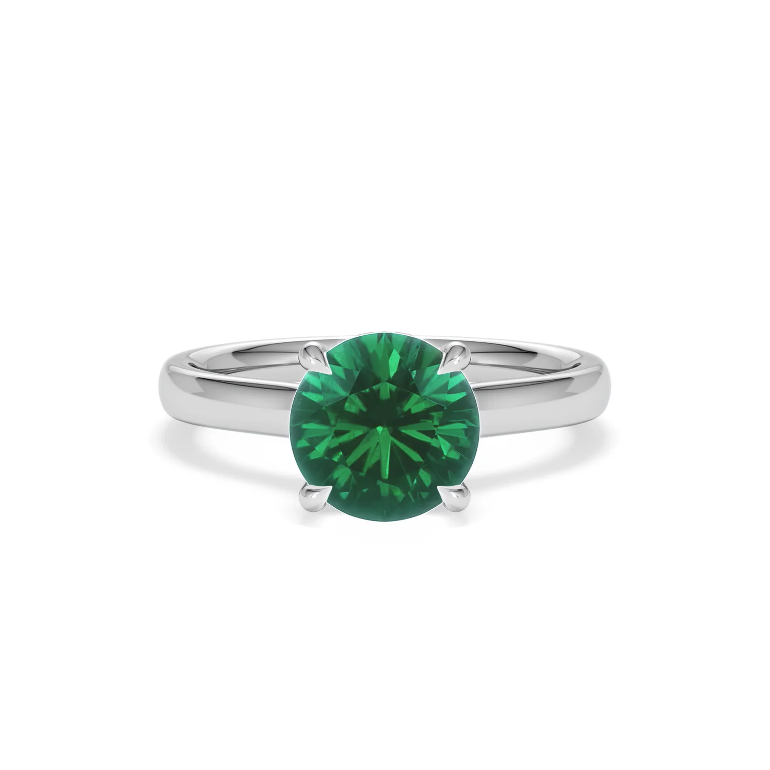 Amora Gem 2.00ct Round Cut Lab Emerald Hidden Halo Engagement Ring in 18K White Gold - Image 8