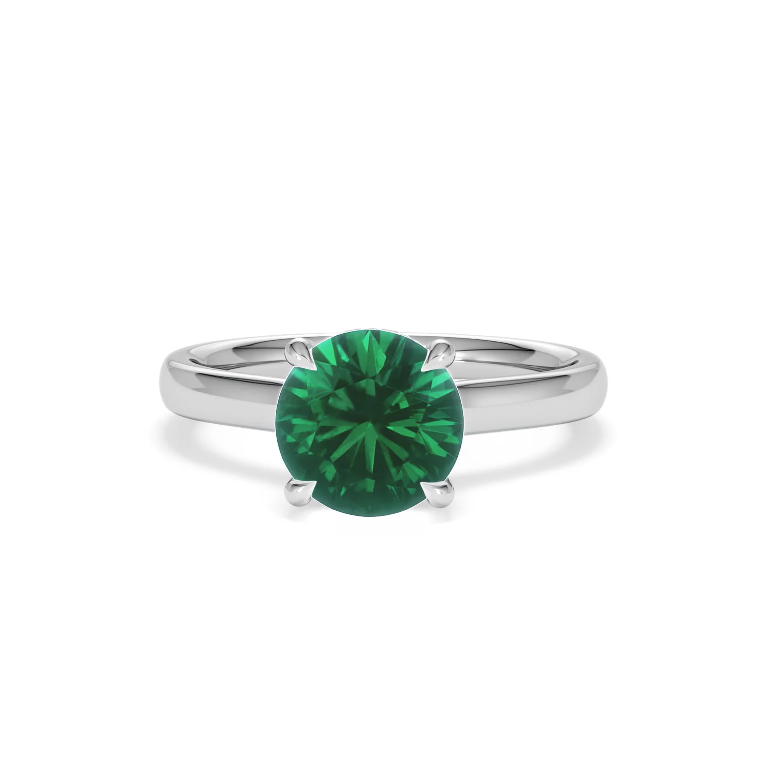 Amora Gem 2.00ct Round Cut Lab Emerald Hidden Halo Engagement Ring in 18K White Gold - Image 87