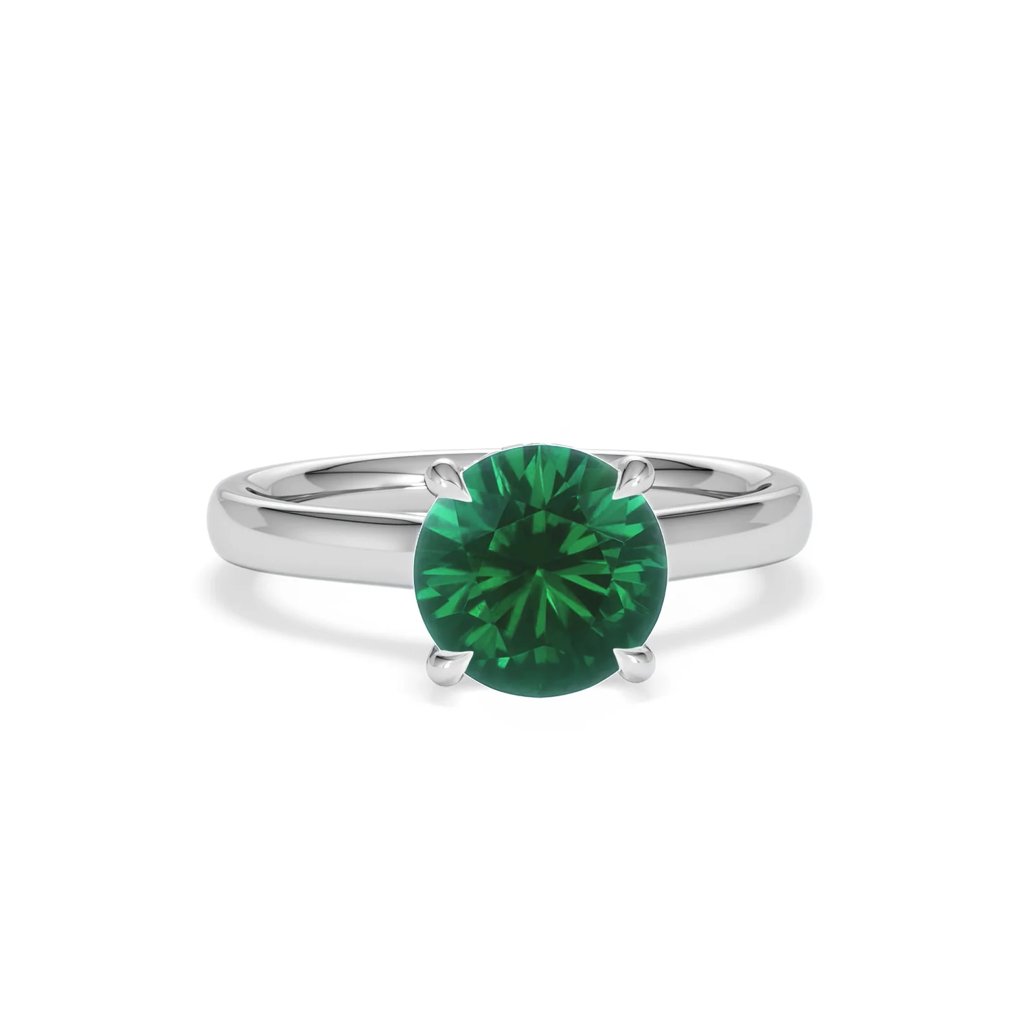 Amora Gem 2.00ct Round Cut Lab Emerald Hidden Halo Engagement Ring in 18K White Gold - Image 9