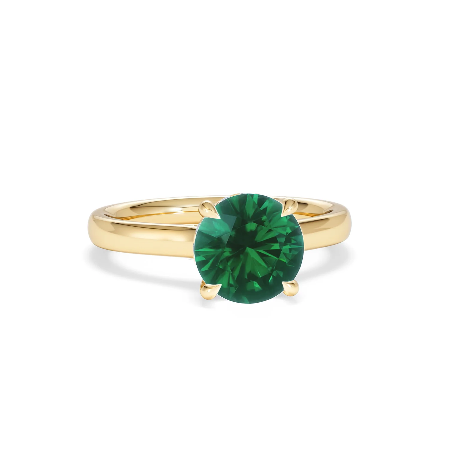 Amora Gem 2.00ct Round Cut Lab Emerald Hidden Halo Engagement Ring in 18K Yellow Gold - Image 10
