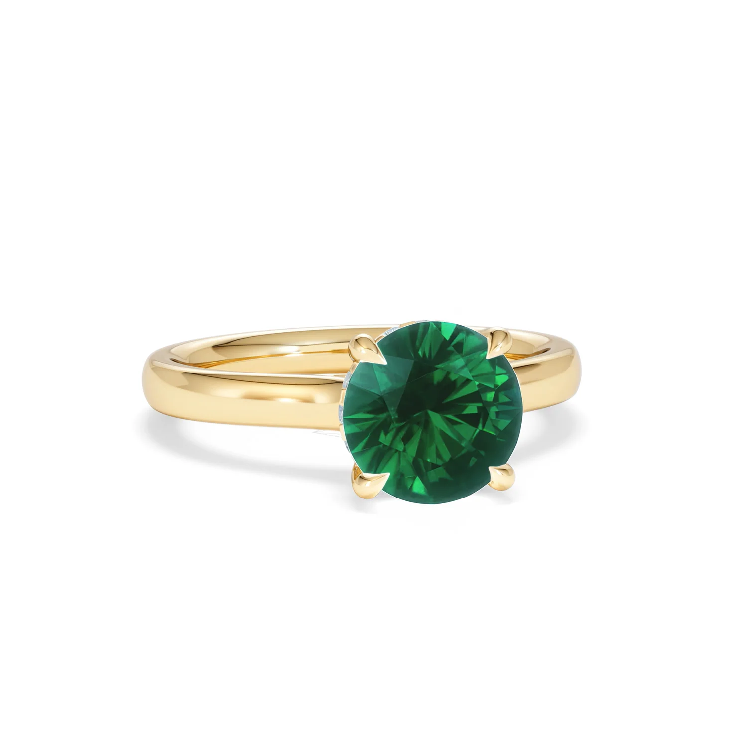 Amora Gem 2.00ct Round Cut Lab Emerald Hidden Halo Engagement Ring in 18K Yellow Gold - Image 11