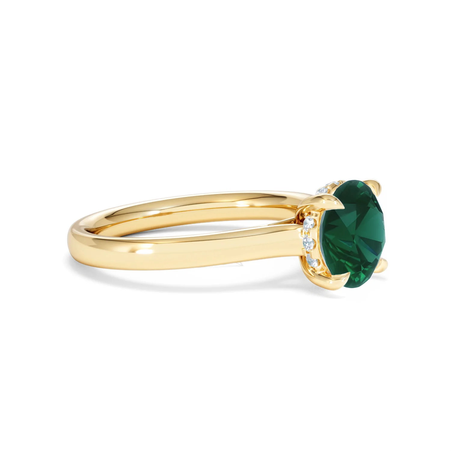 Amora Gem 2.00ct Round Cut Lab Emerald Hidden Halo Engagement Ring in 18K Yellow Gold - Image 20