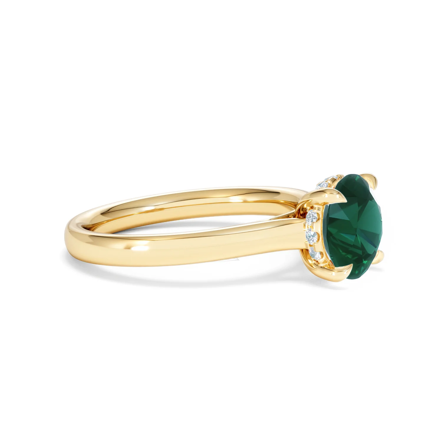 Amora Gem 2.00ct Round Cut Lab Emerald Hidden Halo Engagement Ring in 18K Yellow Gold - Image 21