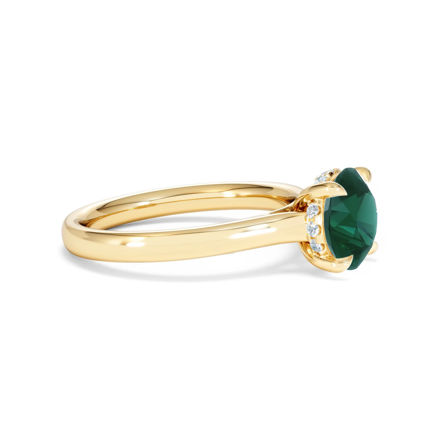 Amora Gem 2.00ct Round Cut Lab Emerald Hidden Halo Engagement Ring in 18K Yellow Gold - Image 22