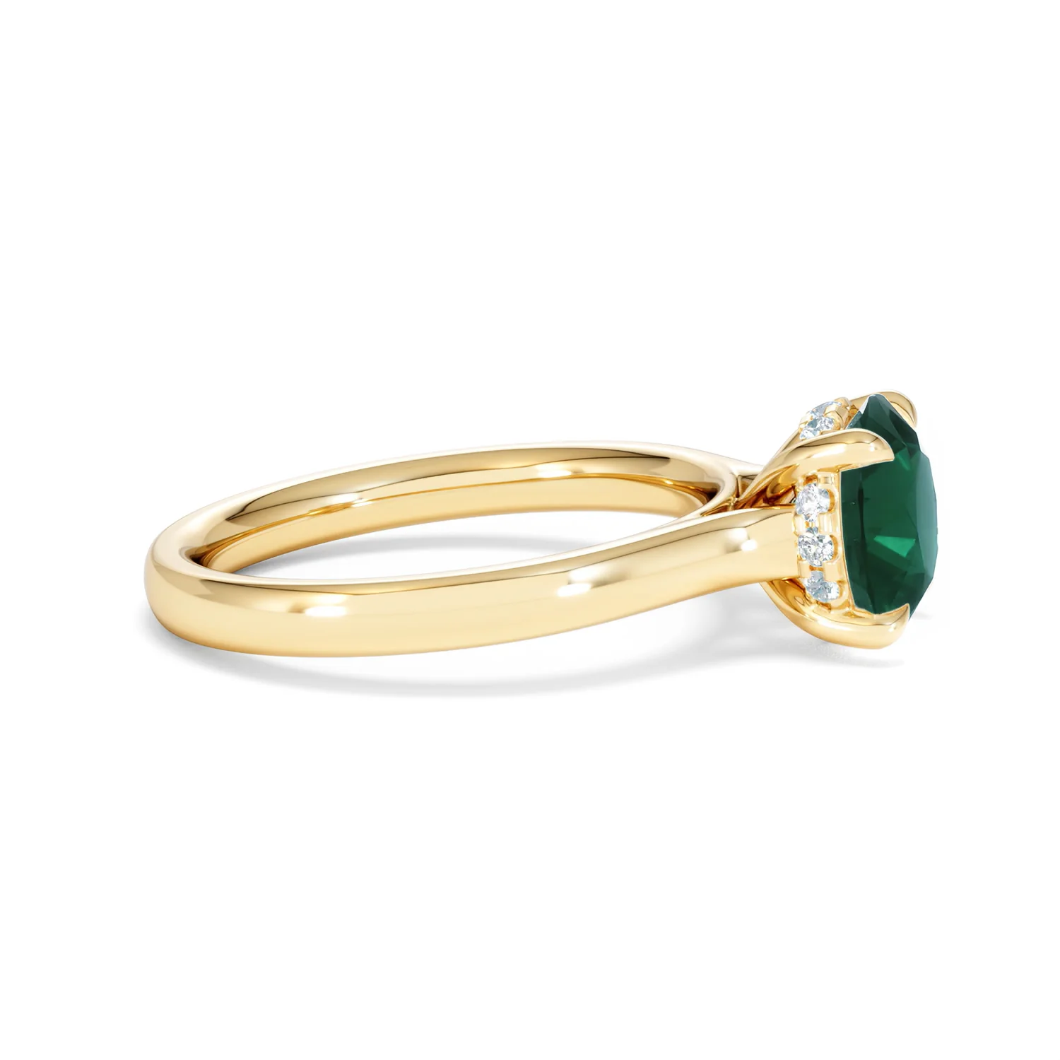 Amora Gem 2.00ct Round Cut Lab Emerald Hidden Halo Engagement Ring in 18K Yellow Gold - Image 25