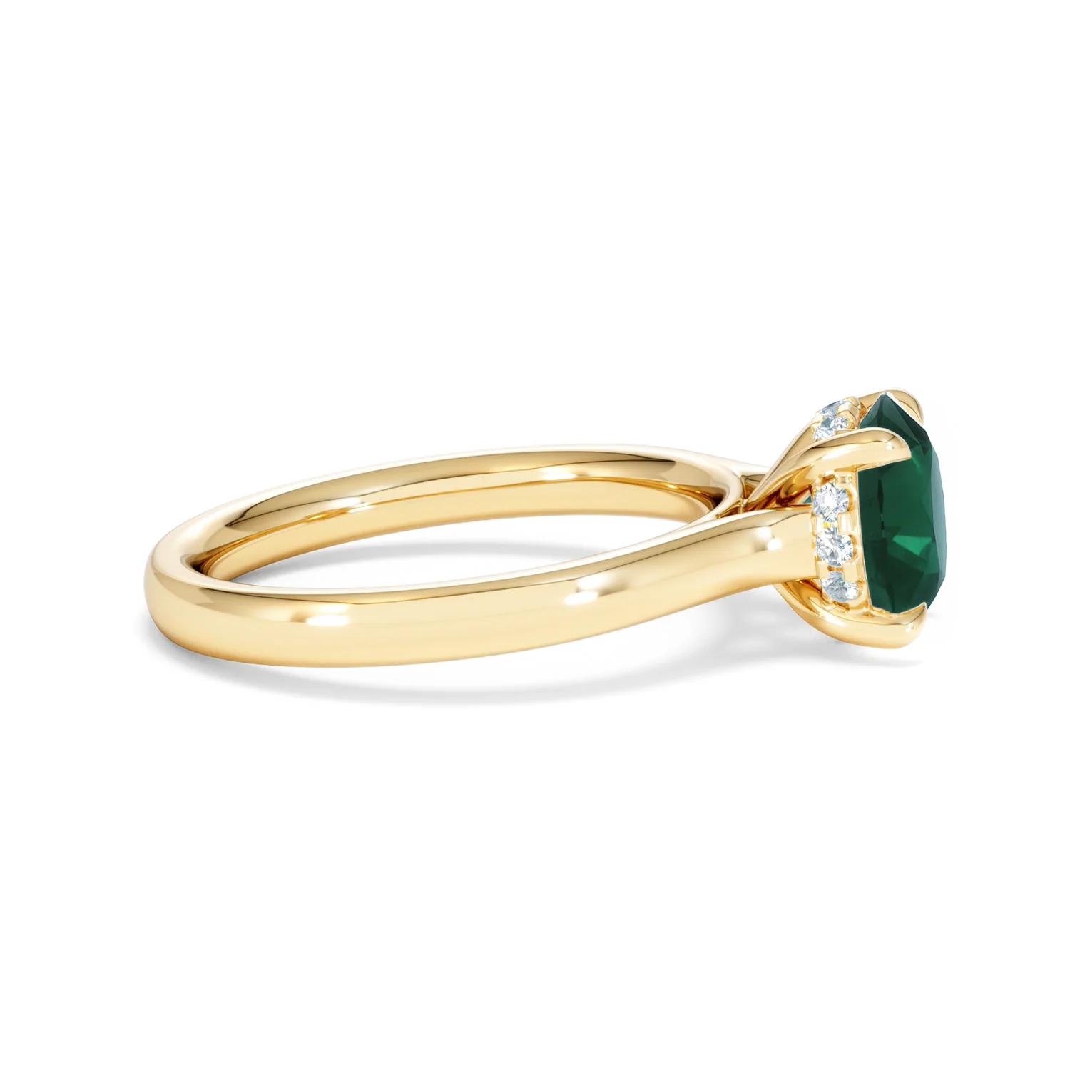 Amora Gem 2.00ct Round Cut Lab Emerald Hidden Halo Engagement Ring in 18K Yellow Gold - Image 26