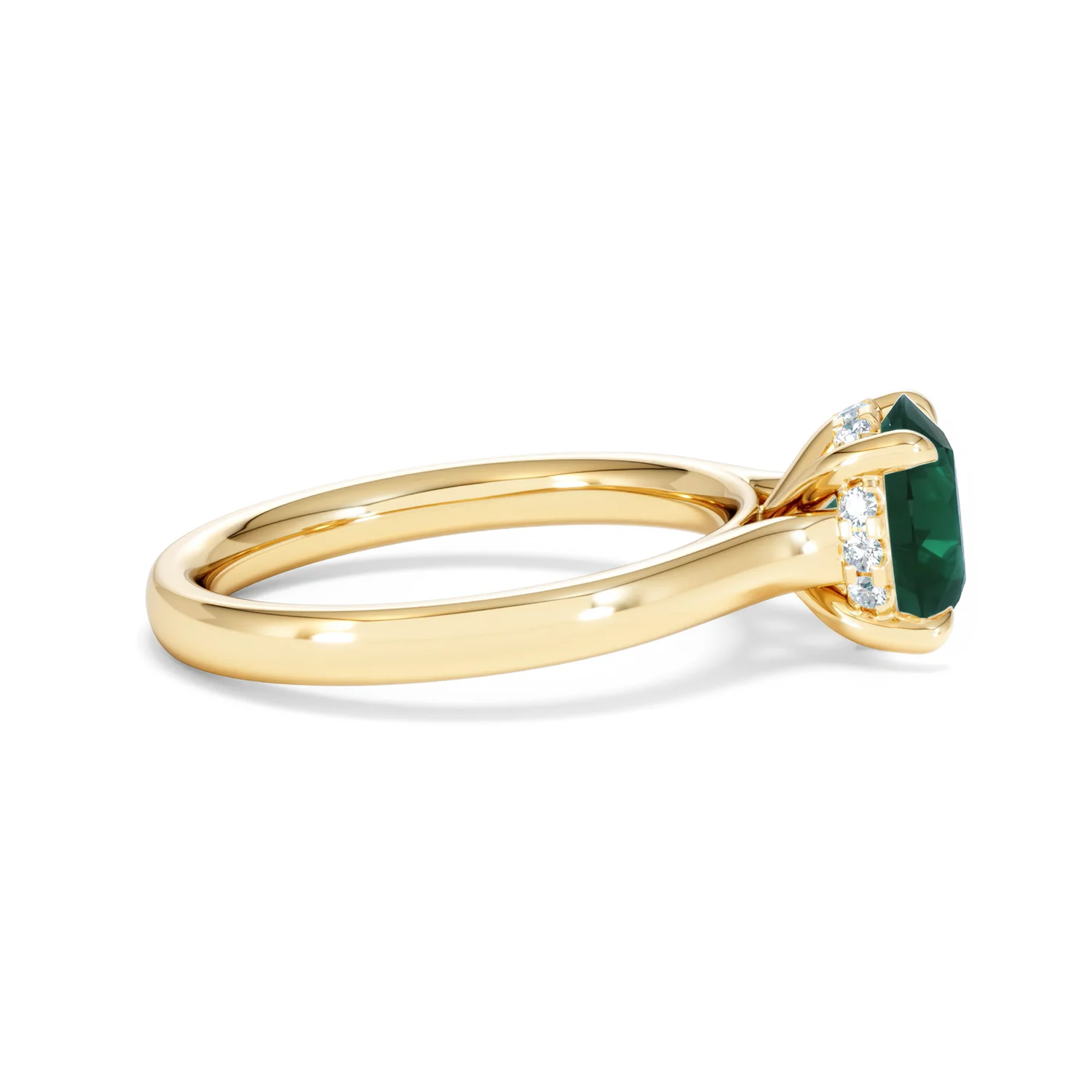 Amora Gem 2.00ct Round Cut Lab Emerald Hidden Halo Engagement Ring in 18K Yellow Gold - Image 27