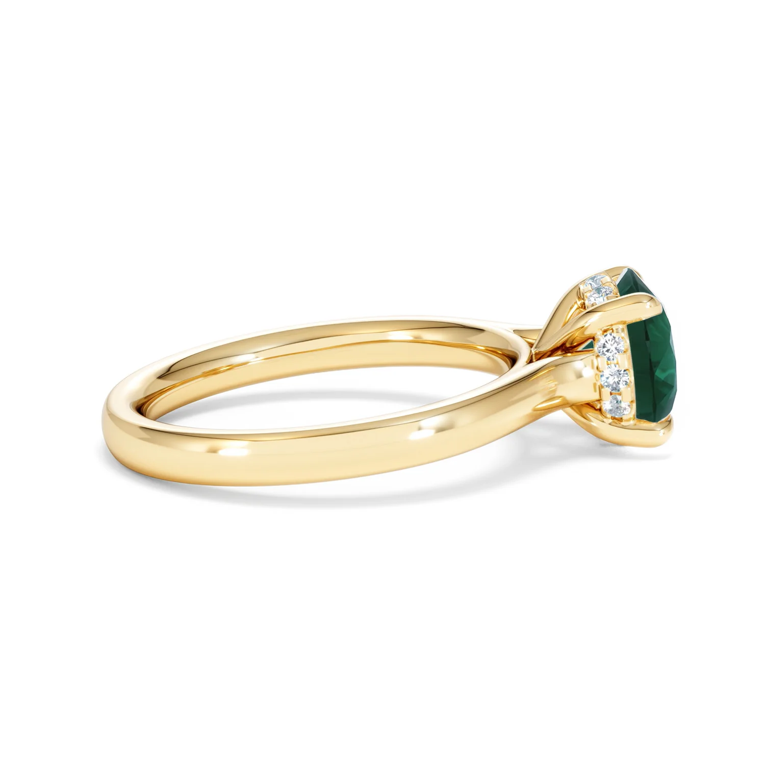 Amora Gem 2.00ct Round Cut Lab Emerald Hidden Halo Engagement Ring in 18K Yellow Gold - Image 29