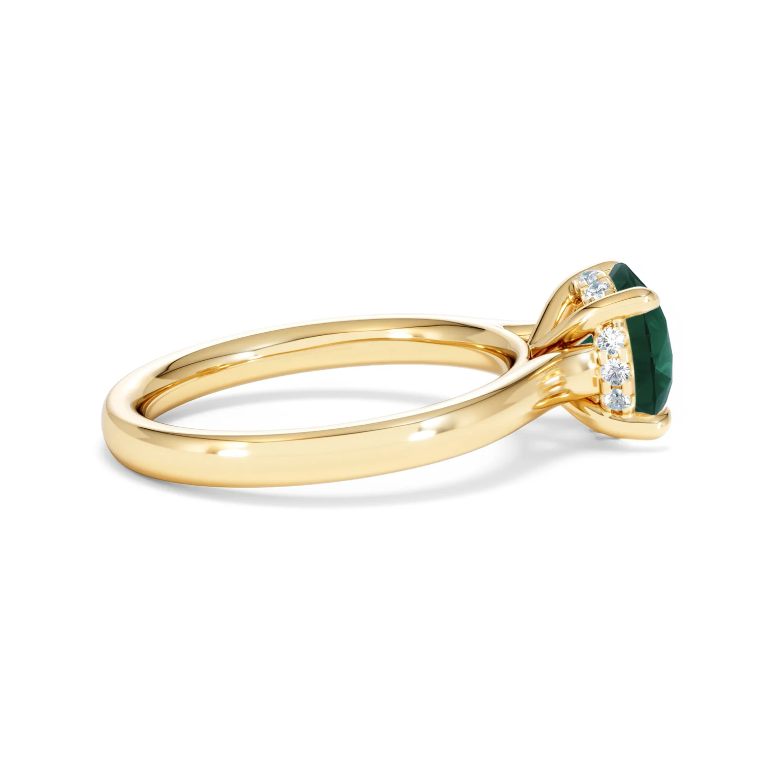 Amora Gem 2.00ct Round Cut Lab Emerald Hidden Halo Engagement Ring in 18K Yellow Gold - Image 30