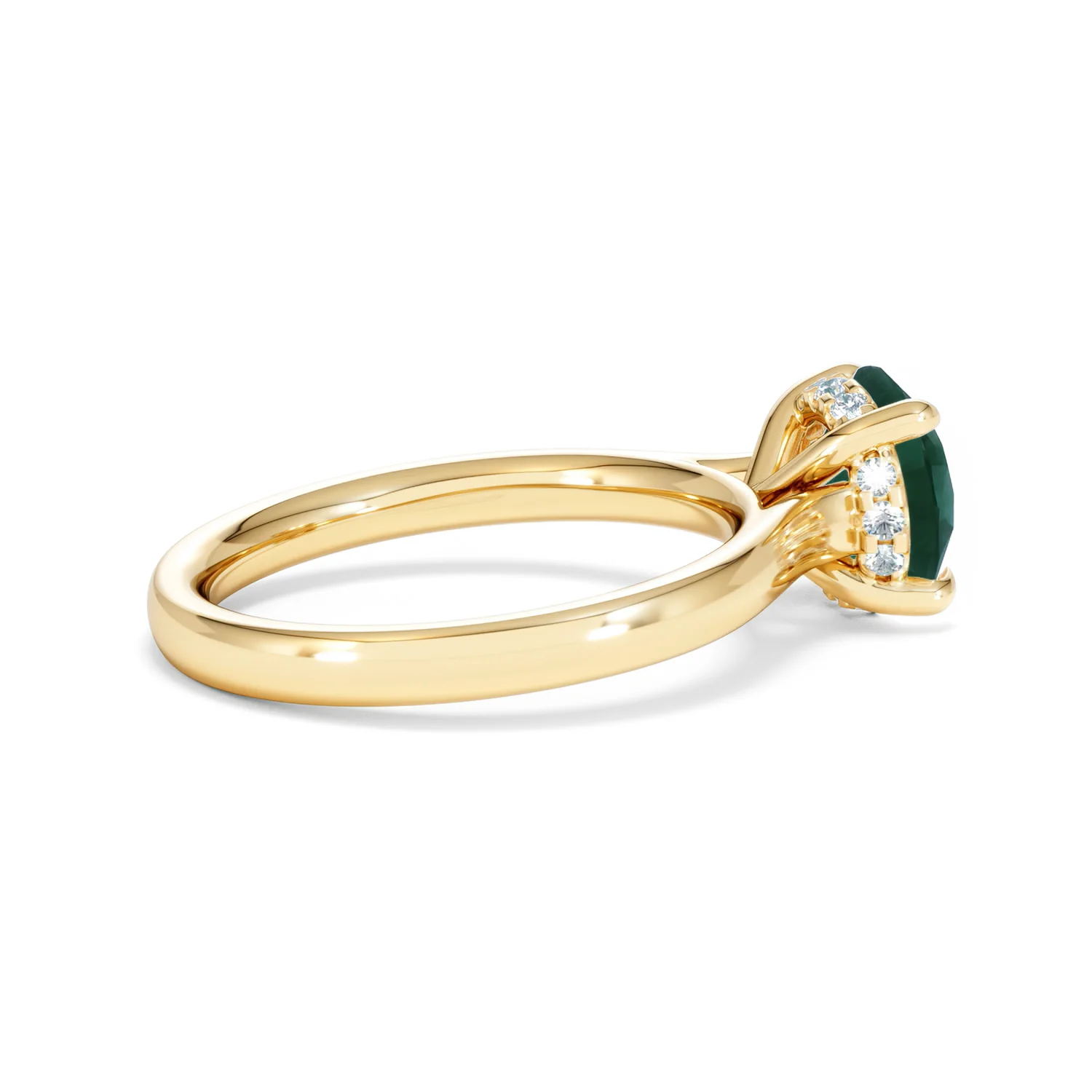 Amora Gem 2.00ct Round Cut Lab Emerald Hidden Halo Engagement Ring in 18K Yellow Gold - Image 32