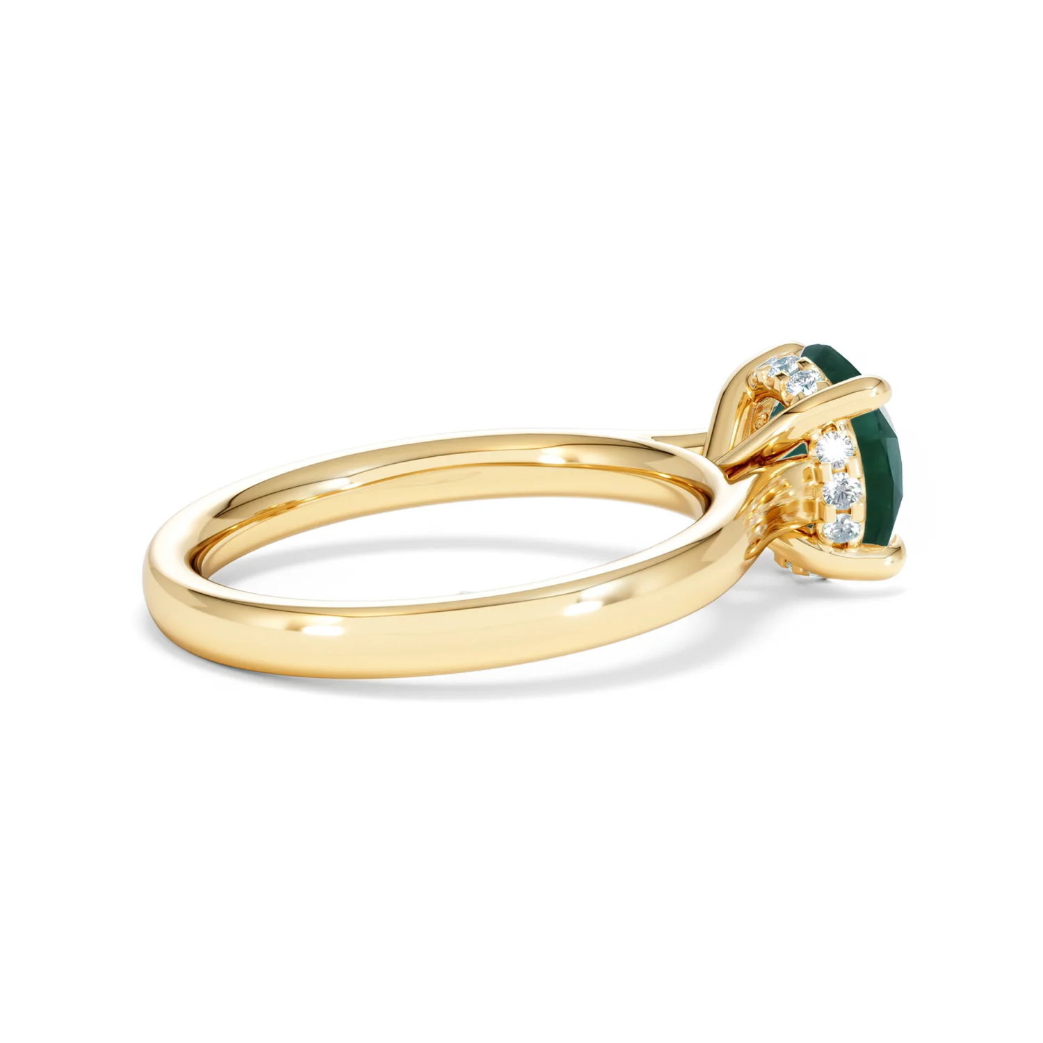 Amora Gem 2.00ct Round Cut Lab Emerald Hidden Halo Engagement Ring in 18K Yellow Gold - Image 33
