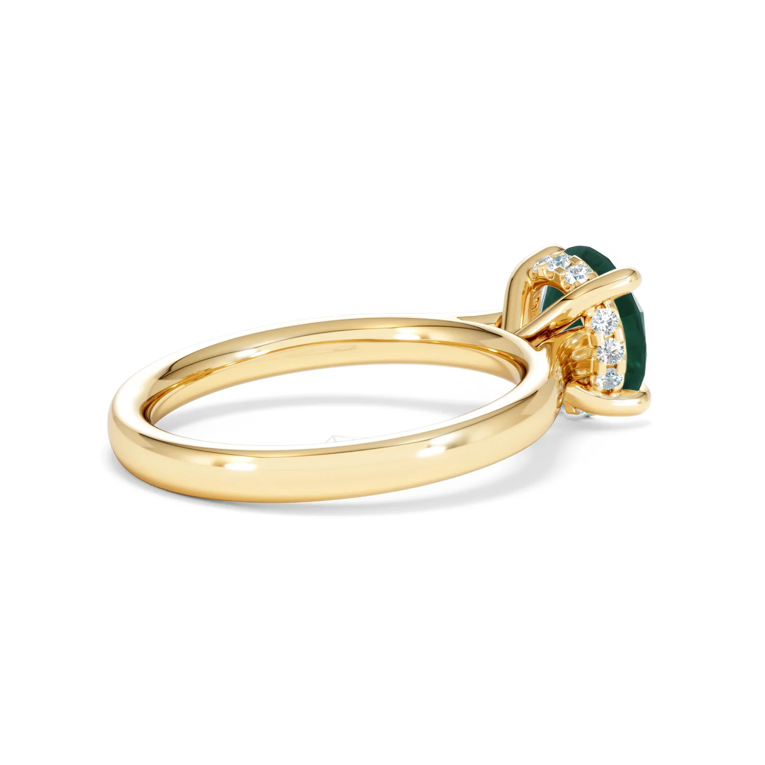 Amora Gem 2.00ct Round Cut Lab Emerald Hidden Halo Engagement Ring in 18K Yellow Gold - Image 35