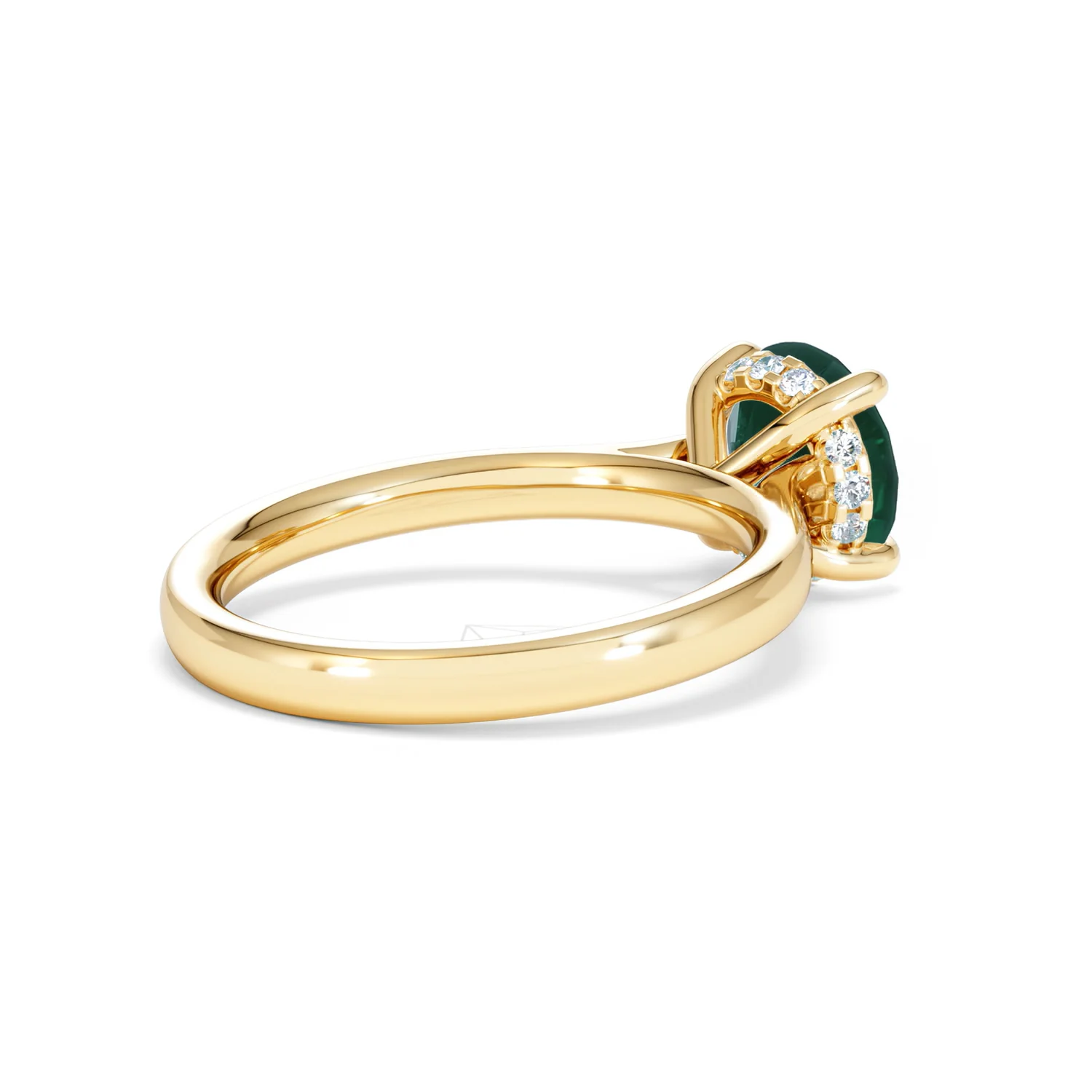 Amora Gem 2.00ct Round Cut Lab Emerald Hidden Halo Engagement Ring in 18K Yellow Gold - Image 37