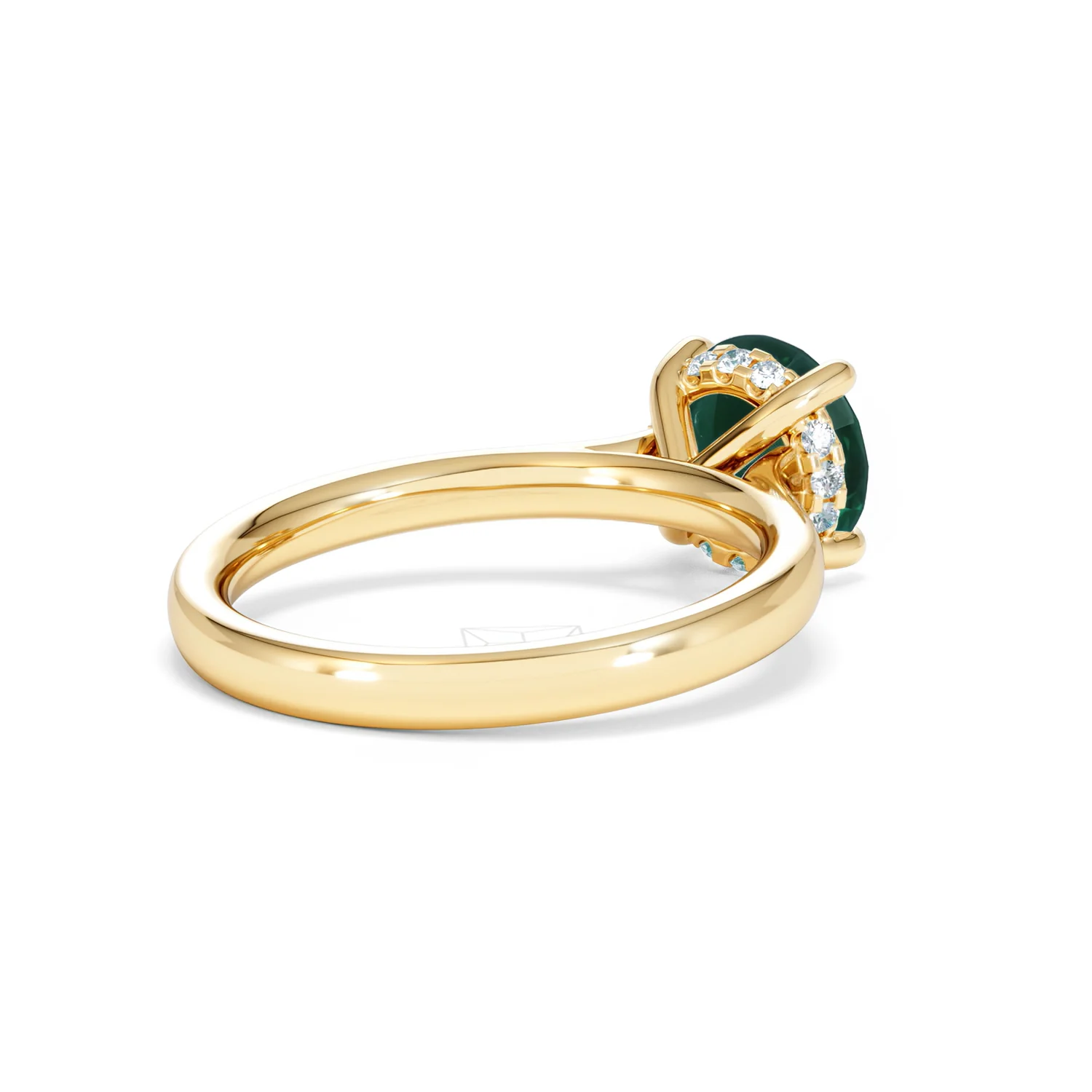 Amora Gem 2.00ct Round Cut Lab Emerald Hidden Halo Engagement Ring in 18K Yellow Gold - Image 39