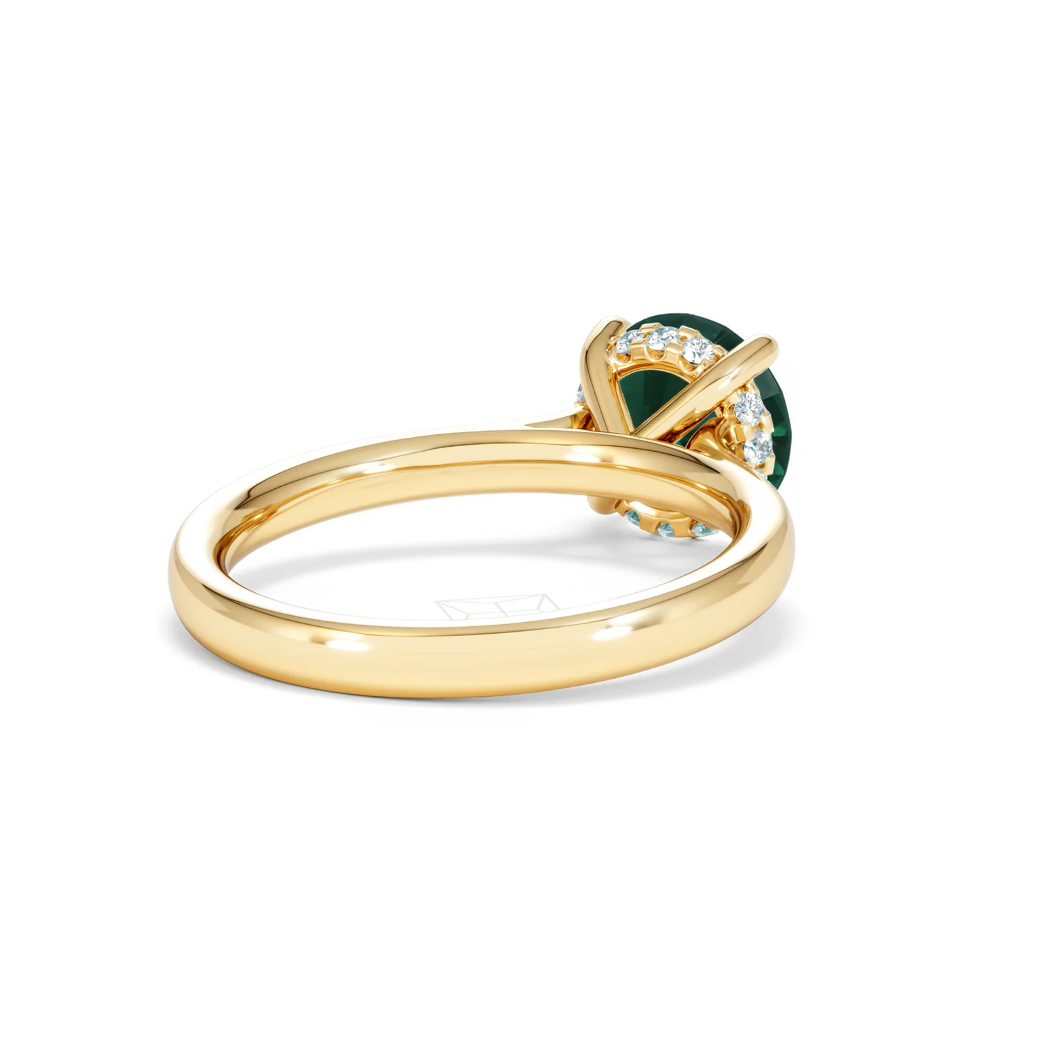 Amora Gem 2.00ct Round Cut Lab Emerald Hidden Halo Engagement Ring in 18K Yellow Gold - Image 41