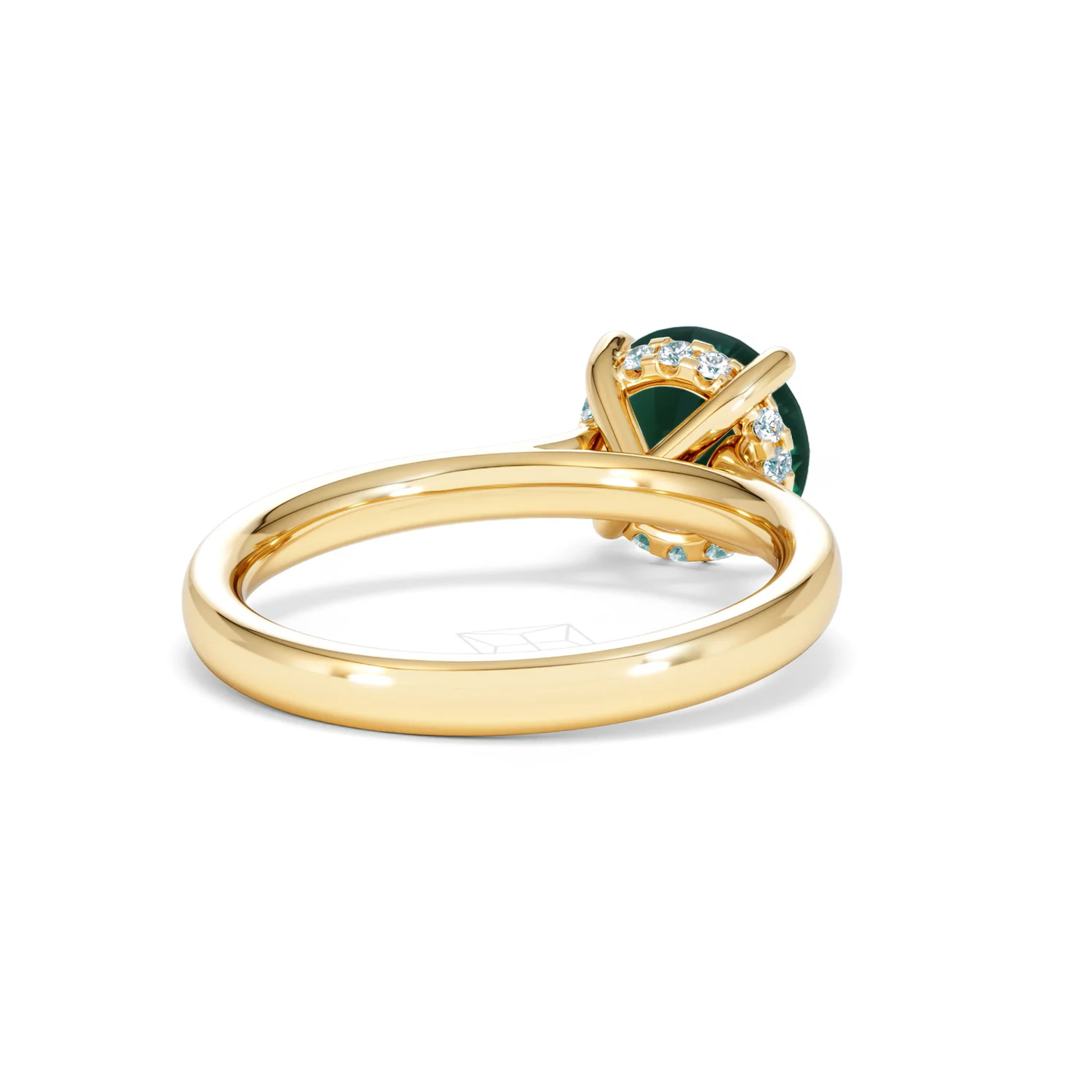 Amora Gem 2.00ct Round Cut Lab Emerald Hidden Halo Engagement Ring in 18K Yellow Gold - Image 42