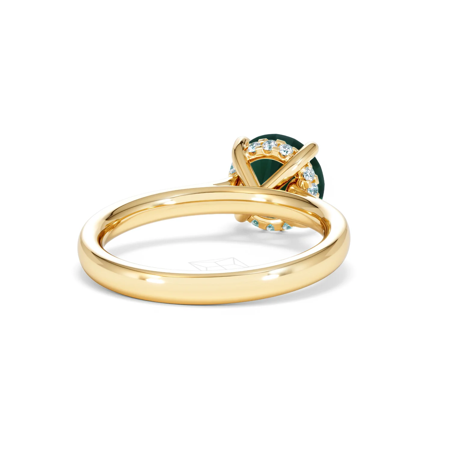 Amora Gem 2.00ct Round Cut Lab Emerald Hidden Halo Engagement Ring in 18K Yellow Gold - Image 43