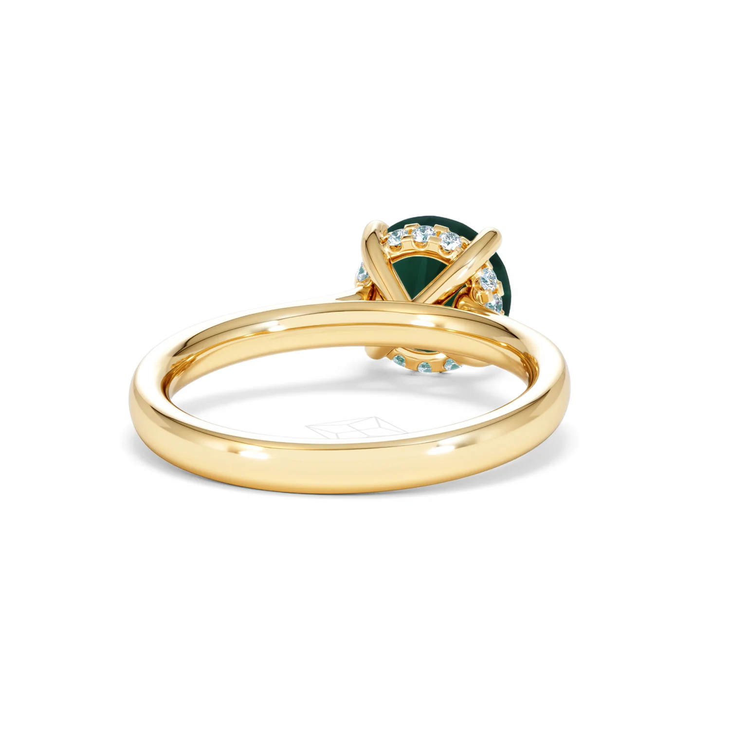 Amora Gem 2.00ct Round Cut Lab Emerald Hidden Halo Engagement Ring in 18K Yellow Gold - Image 44