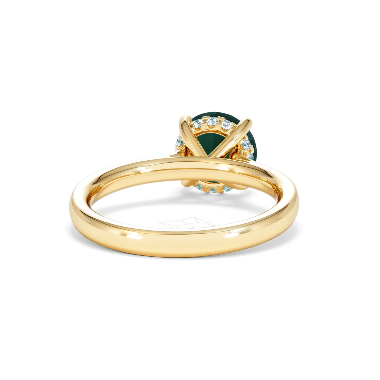 Amora Gem 2.00ct Round Cut Lab Emerald Hidden Halo Engagement Ring in 18K Yellow Gold - Image 45