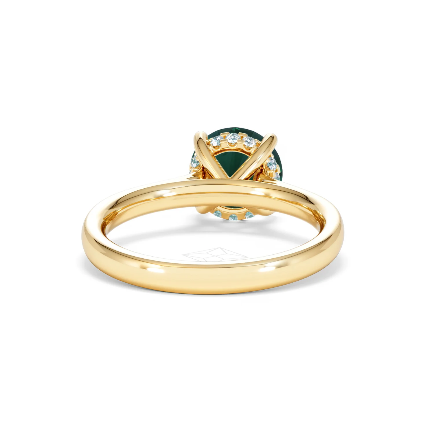 Amora Gem 2.00ct Round Cut Lab Emerald Hidden Halo Engagement Ring in 18K Yellow Gold - Image 46