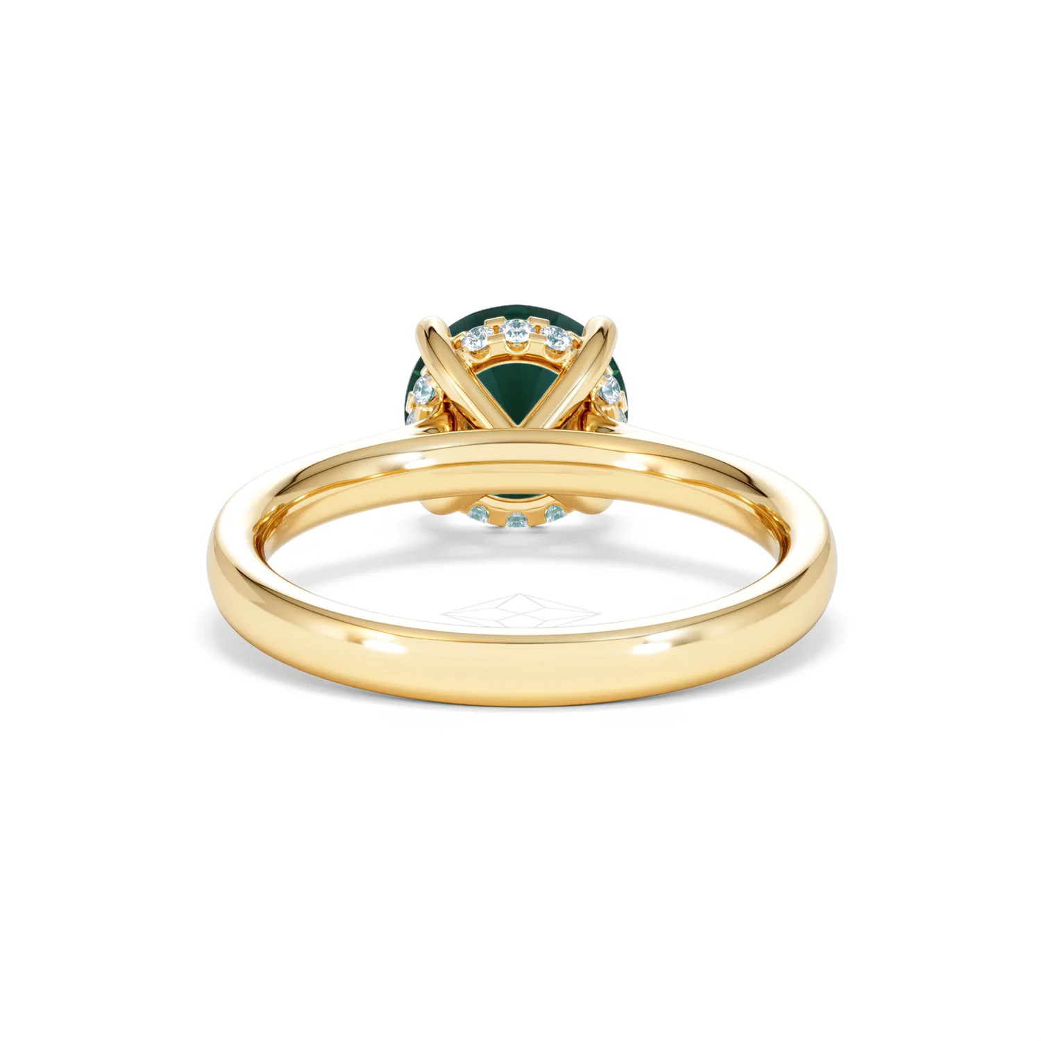 Amora Gem 2.00ct Round Cut Lab Emerald Hidden Halo Engagement Ring in 18K Yellow Gold - Image 48