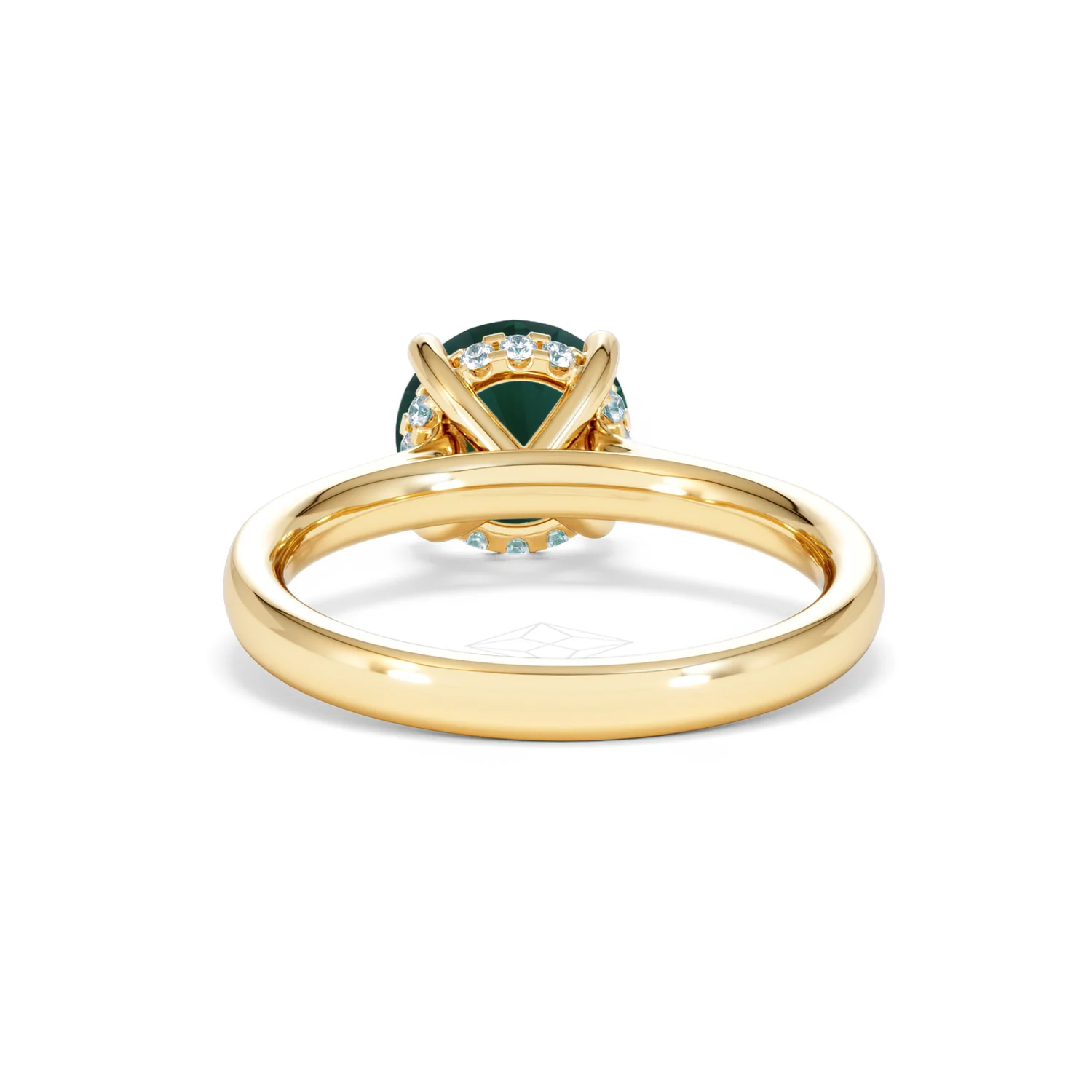 Amora Gem 2.00ct Round Cut Lab Emerald Hidden Halo Engagement Ring in 18K Yellow Gold - Image 49