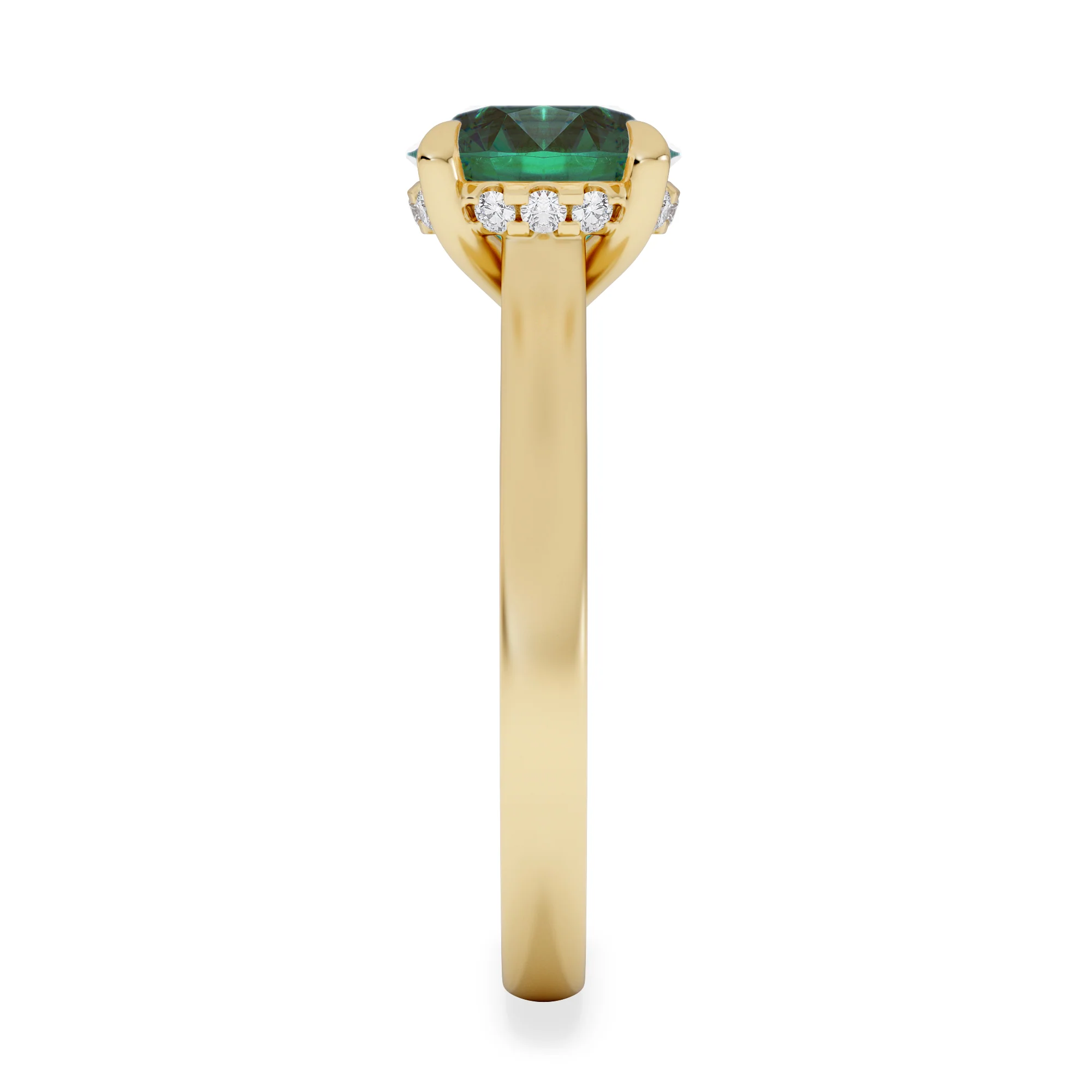 Amora Gem 2.00ct Round Cut Lab Emerald Hidden Halo Engagement Ring in 18K Yellow Gold - Image 5