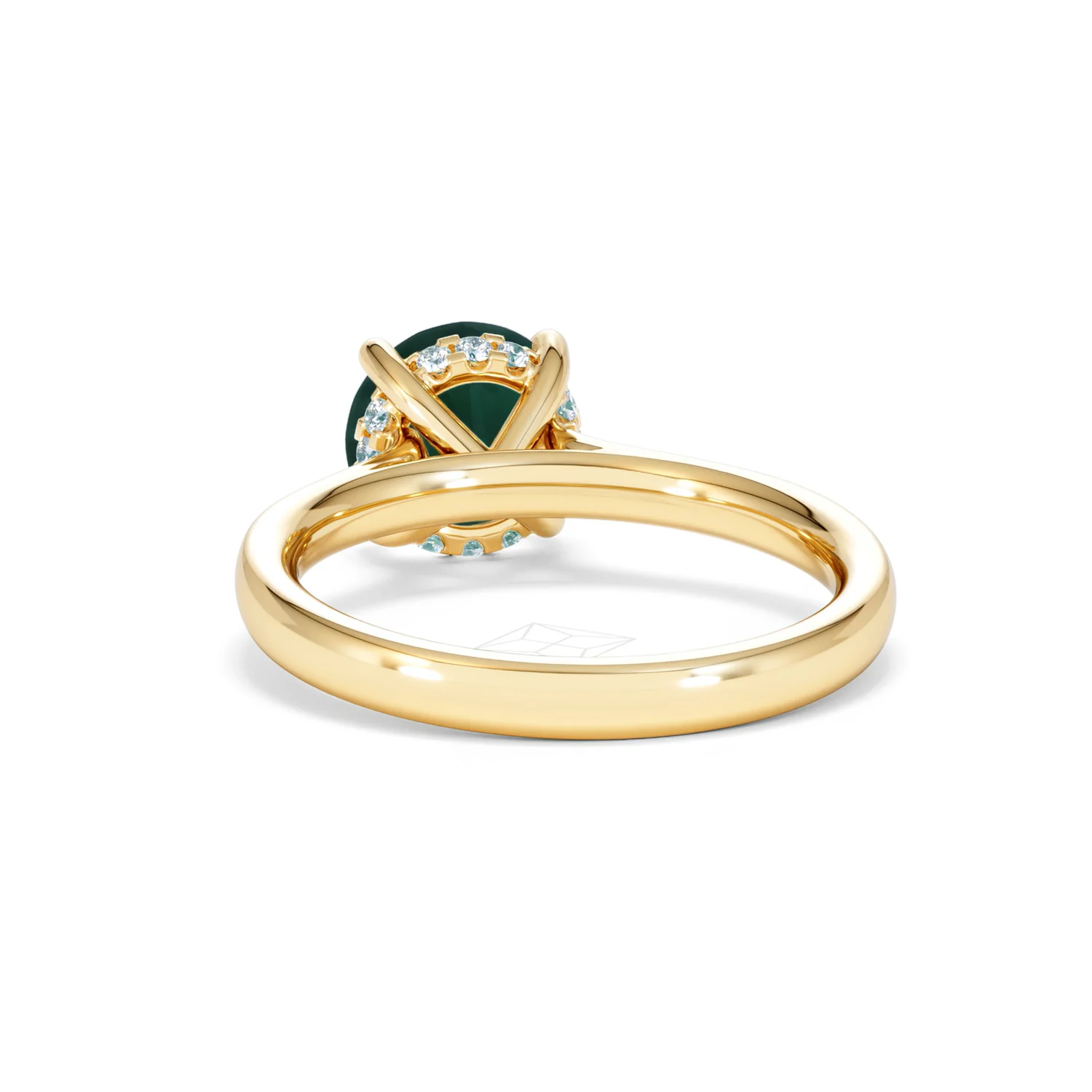 Amora Gem 2.00ct Round Cut Lab Emerald Hidden Halo Engagement Ring in 18K Yellow Gold - Image 51