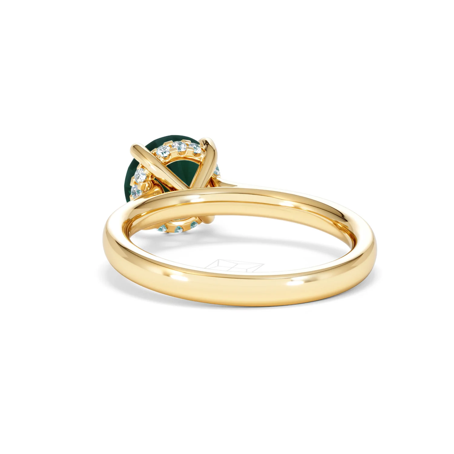 Amora Gem 2.00ct Round Cut Lab Emerald Hidden Halo Engagement Ring in 18K Yellow Gold - Image 53