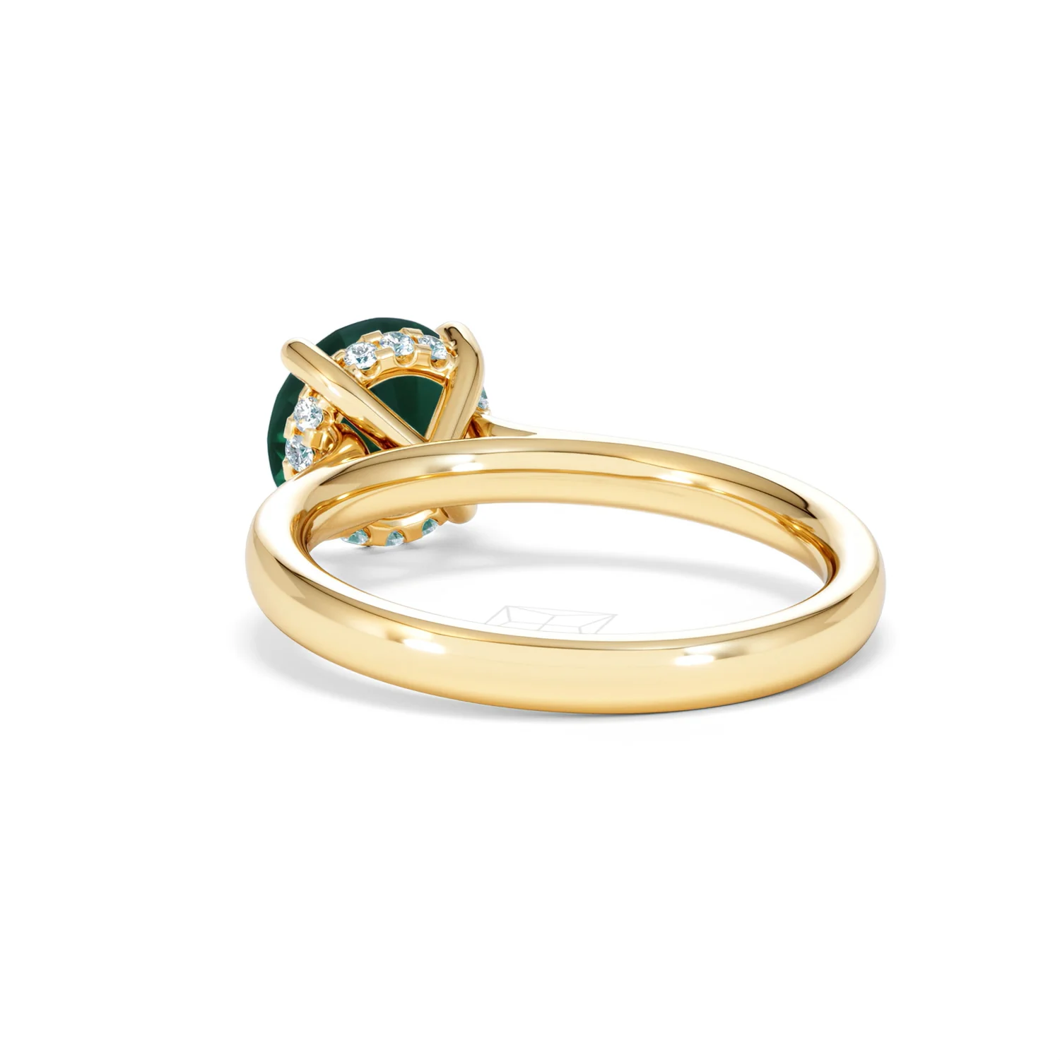 Amora Gem 2.00ct Round Cut Lab Emerald Hidden Halo Engagement Ring in 18K Yellow Gold - Image 54