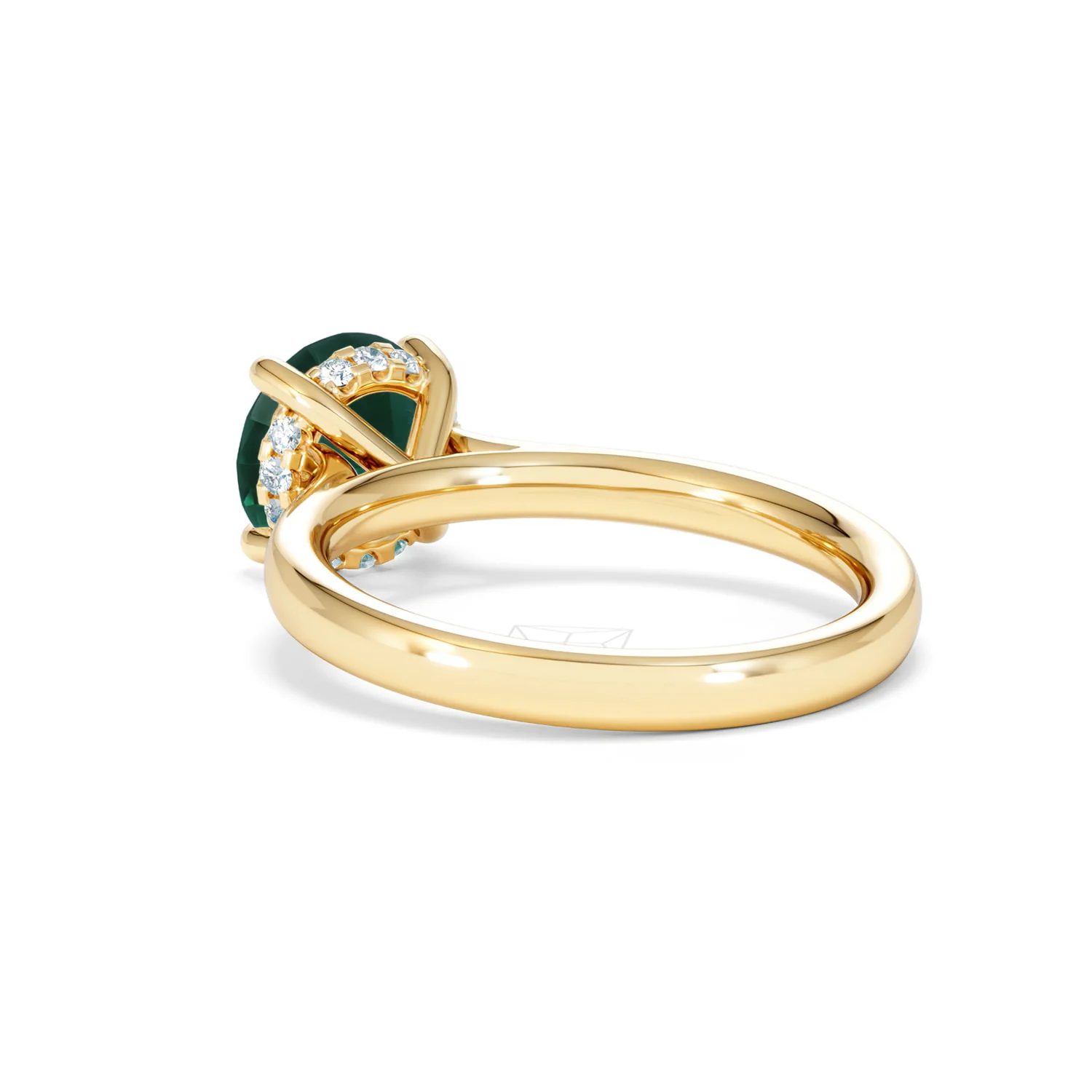Amora Gem 2.00ct Round Cut Lab Emerald Hidden Halo Engagement Ring in 18K Yellow Gold - Image 56