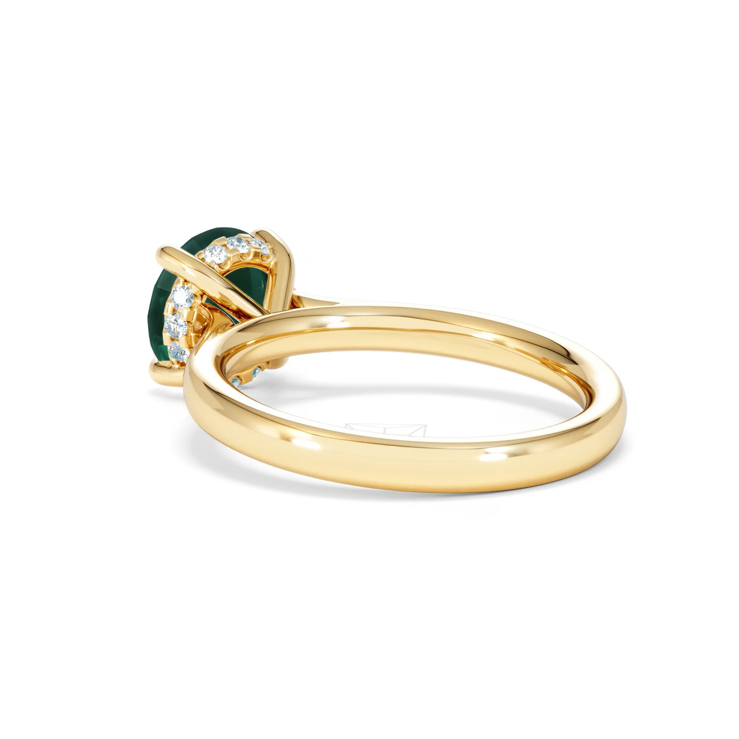 Amora Gem 2.00ct Round Cut Lab Emerald Hidden Halo Engagement Ring in 18K Yellow Gold - Image 57