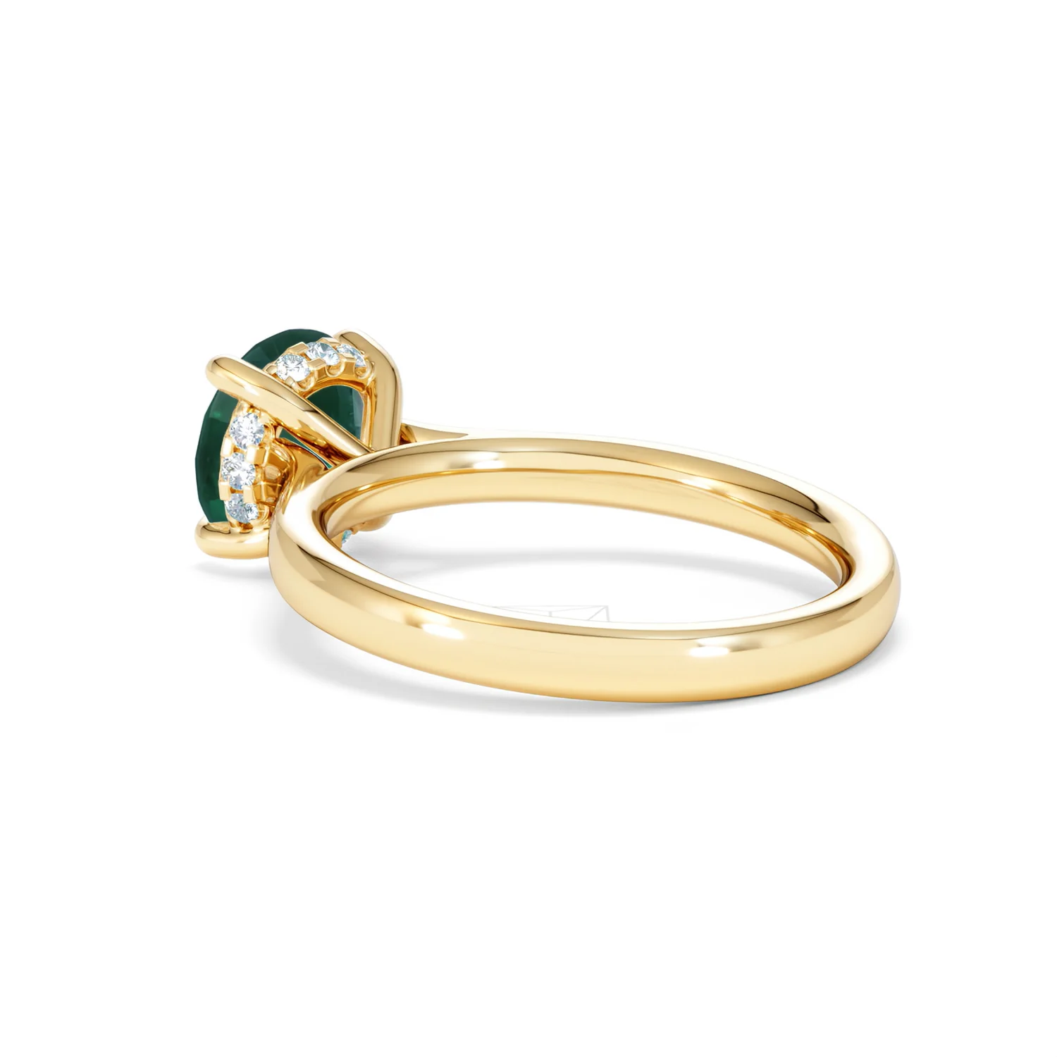 Amora Gem 2.00ct Round Cut Lab Emerald Hidden Halo Engagement Ring in 18K Yellow Gold - Image 58