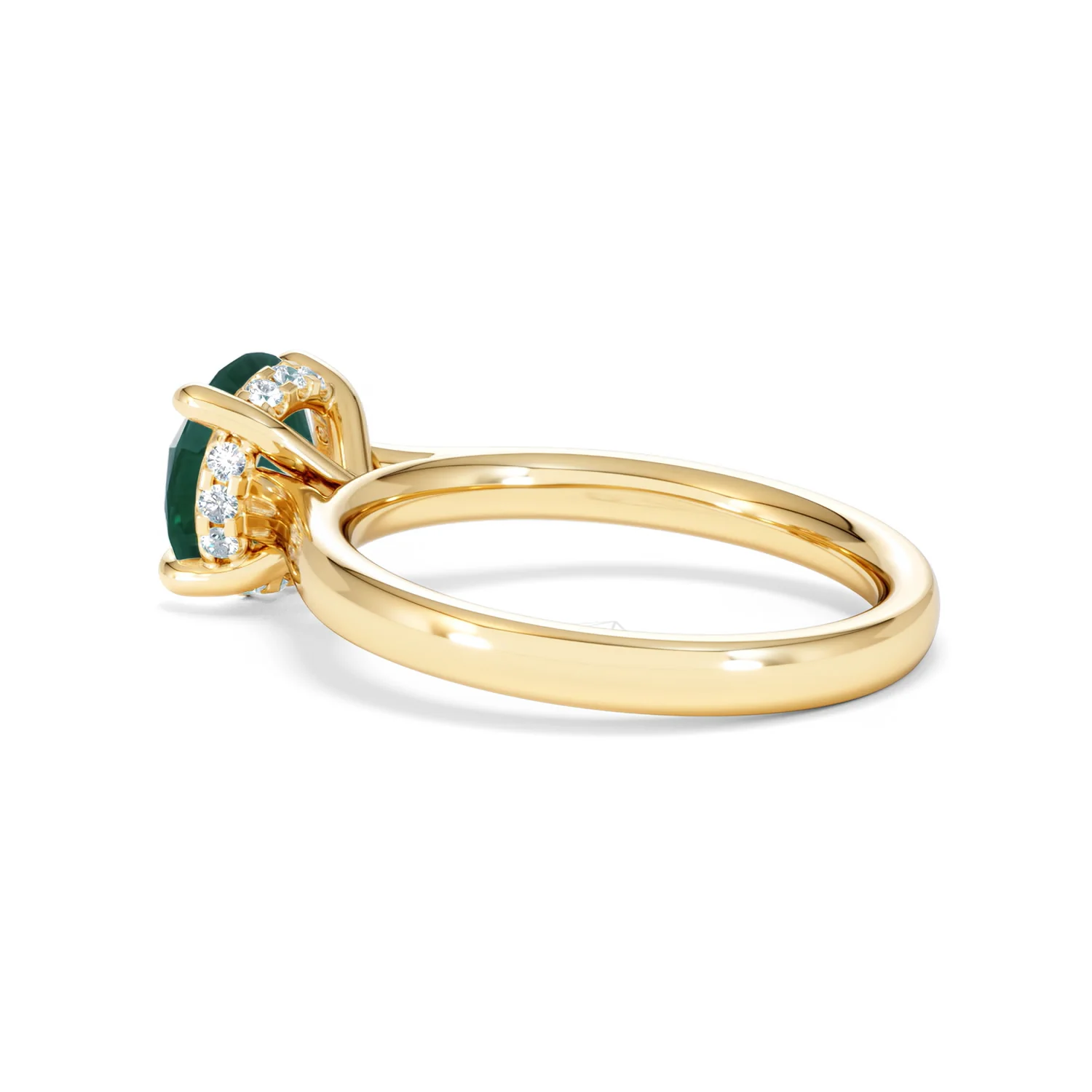 Amora Gem 2.00ct Round Cut Lab Emerald Hidden Halo Engagement Ring in 18K Yellow Gold - Image 61