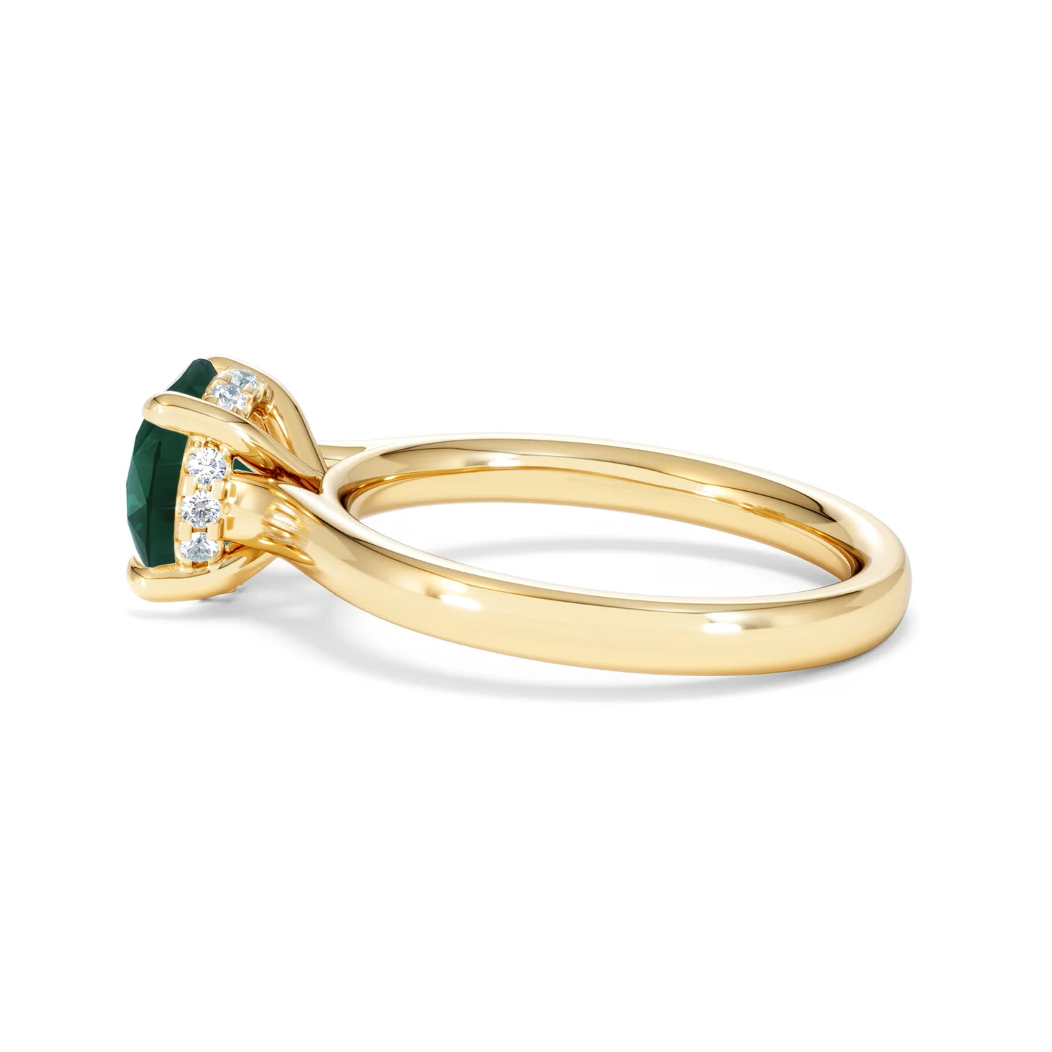 Amora Gem 2.00ct Round Cut Lab Emerald Hidden Halo Engagement Ring in 18K Yellow Gold - Image 65