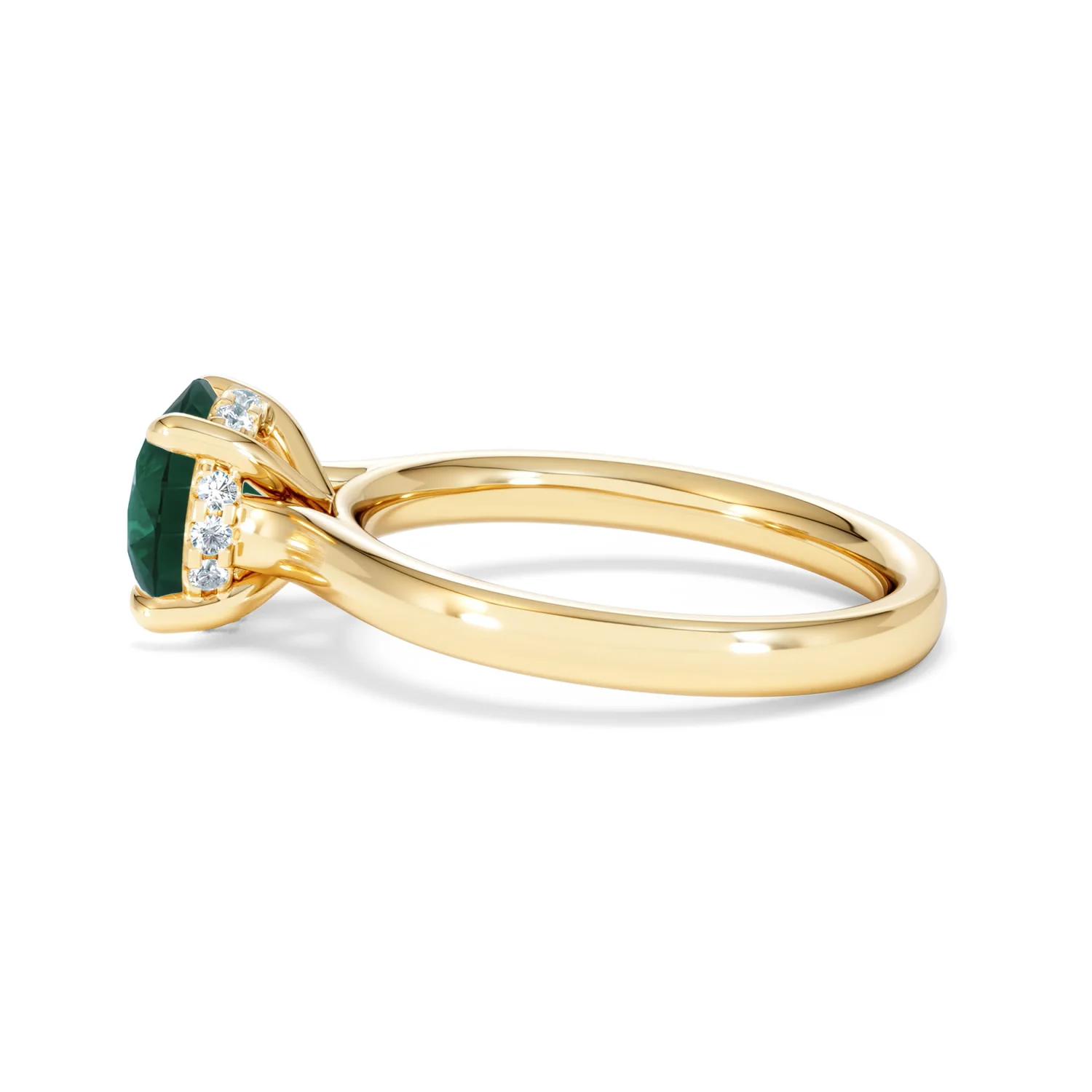 Amora Gem 2.00ct Round Cut Lab Emerald Hidden Halo Engagement Ring in 18K Yellow Gold - Image 66