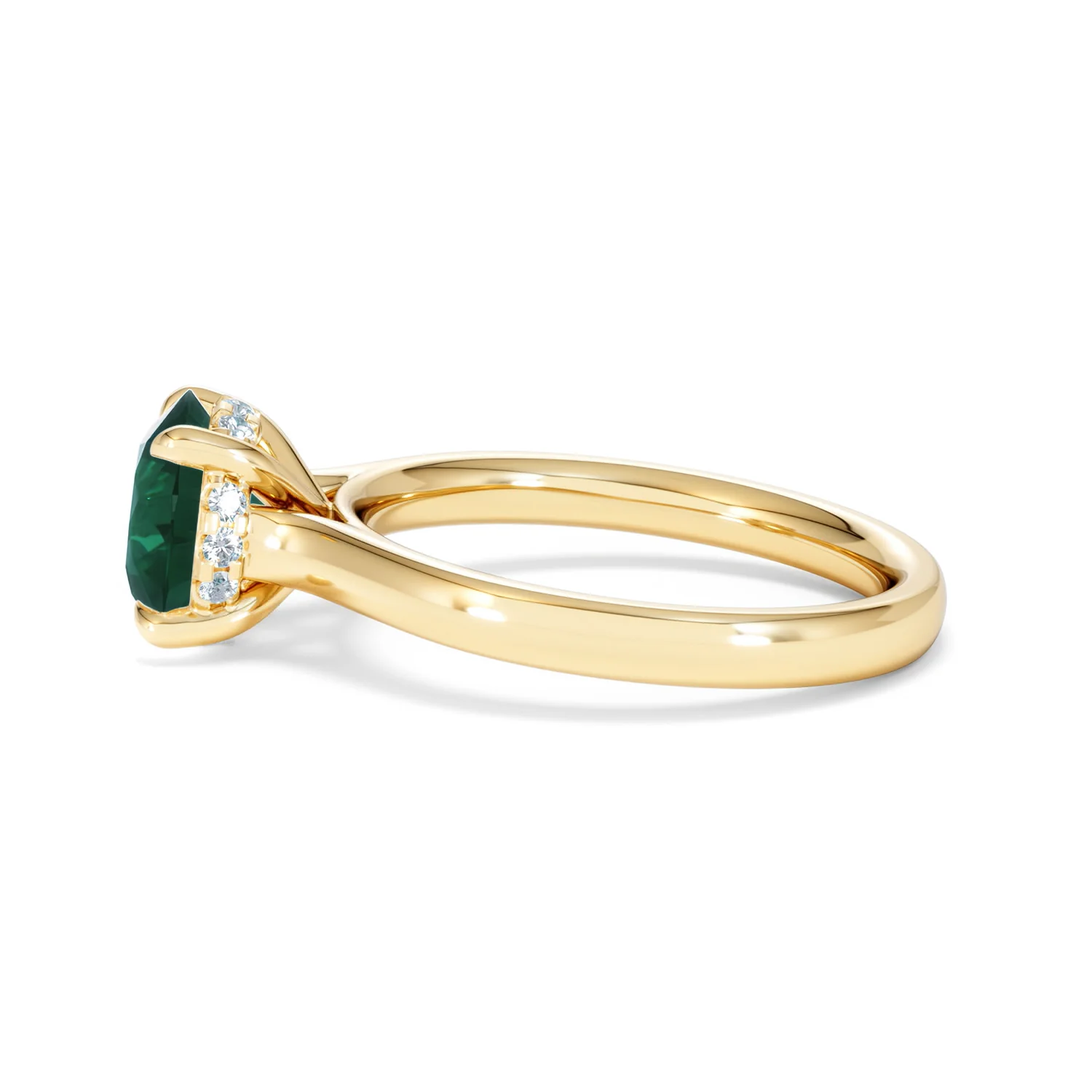 Amora Gem 2.00ct Round Cut Lab Emerald Hidden Halo Engagement Ring in 18K Yellow Gold - Image 68