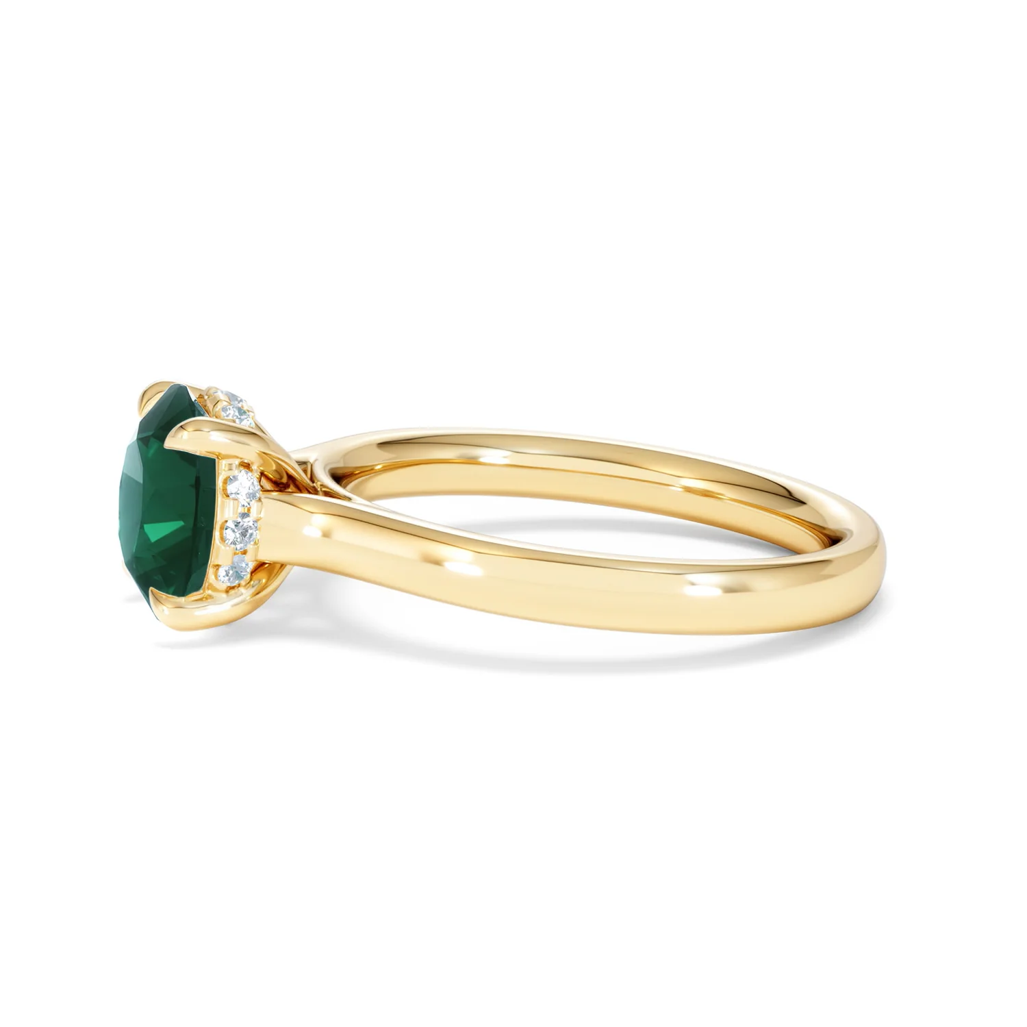 Amora Gem 2.00ct Round Cut Lab Emerald Hidden Halo Engagement Ring in 18K Yellow Gold - Image 71