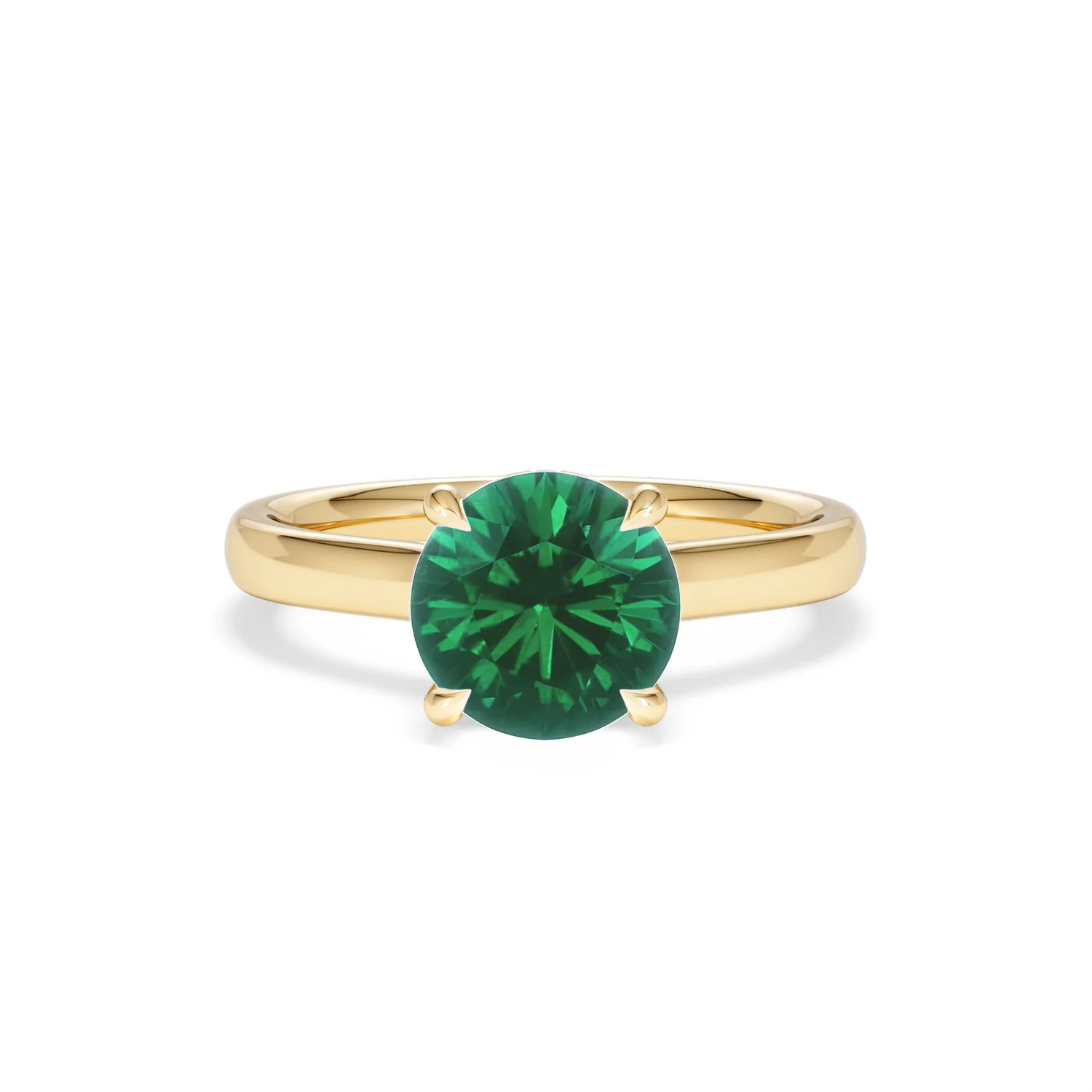Amora Gem 2.00ct Round Cut Lab Emerald Hidden Halo Engagement Ring in 18K Yellow Gold - Image 8