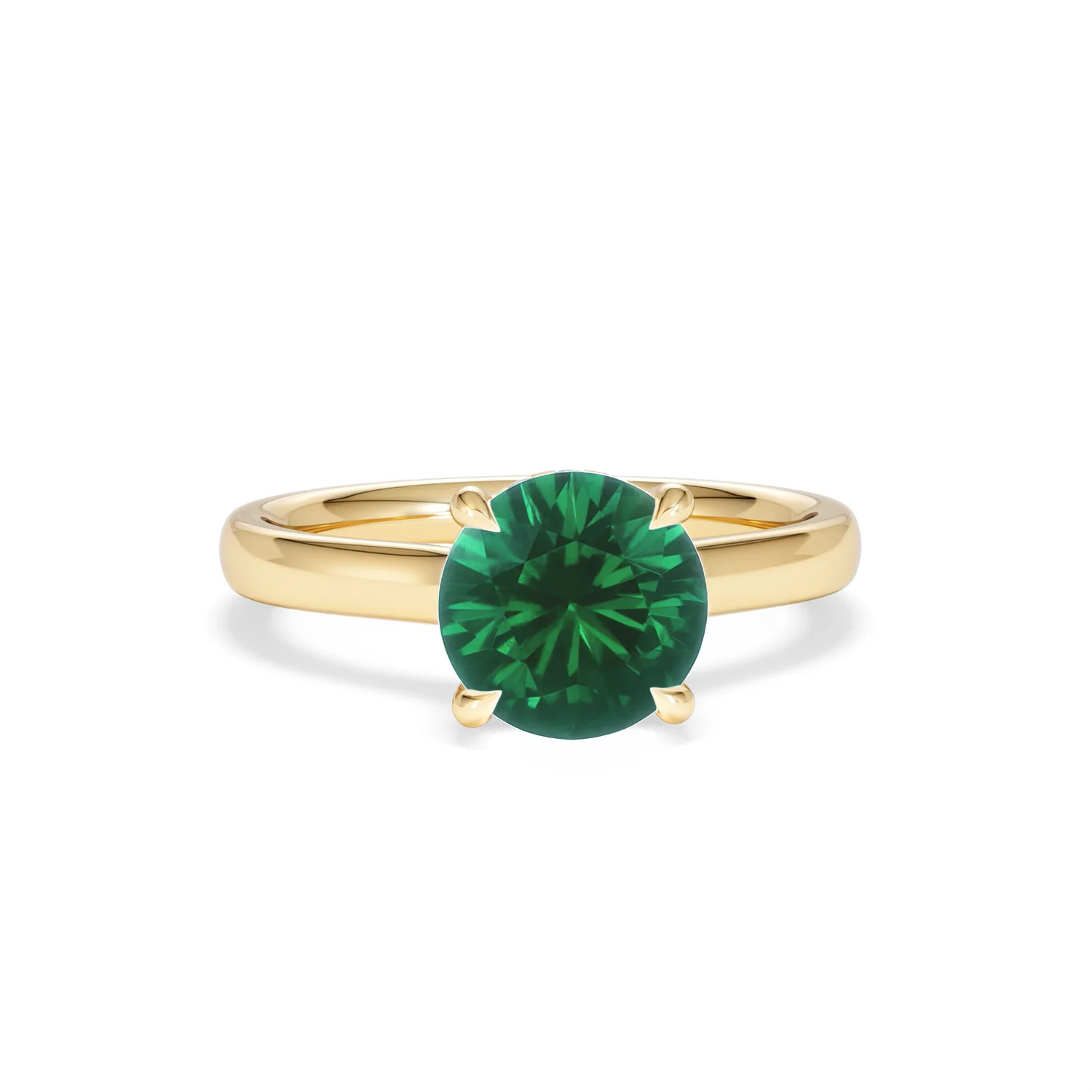 Amora Gem 2.00ct Round Cut Lab Emerald Hidden Halo Engagement Ring in 18K Yellow Gold - Image 9