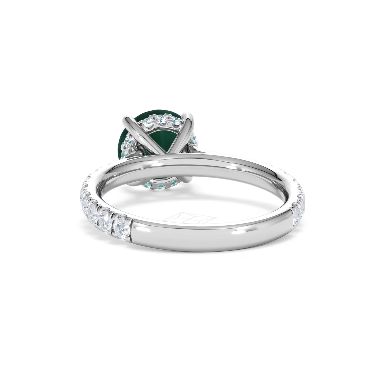 Amora Gem 2.00ct Round Cut Lab Emerald Hidden Halo Engagement Ring with Side Stones in 18K White Gold - Image 51