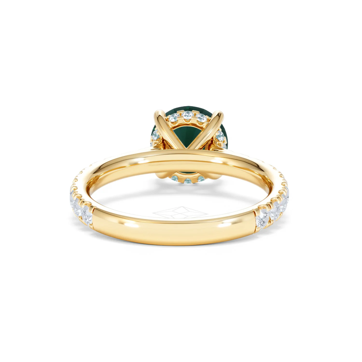Amora Gem 2.00ct Round Cut Lab Emerald Hidden Halo Engagement Ring with Side Stones in 18K Yellow Gold - Image 47