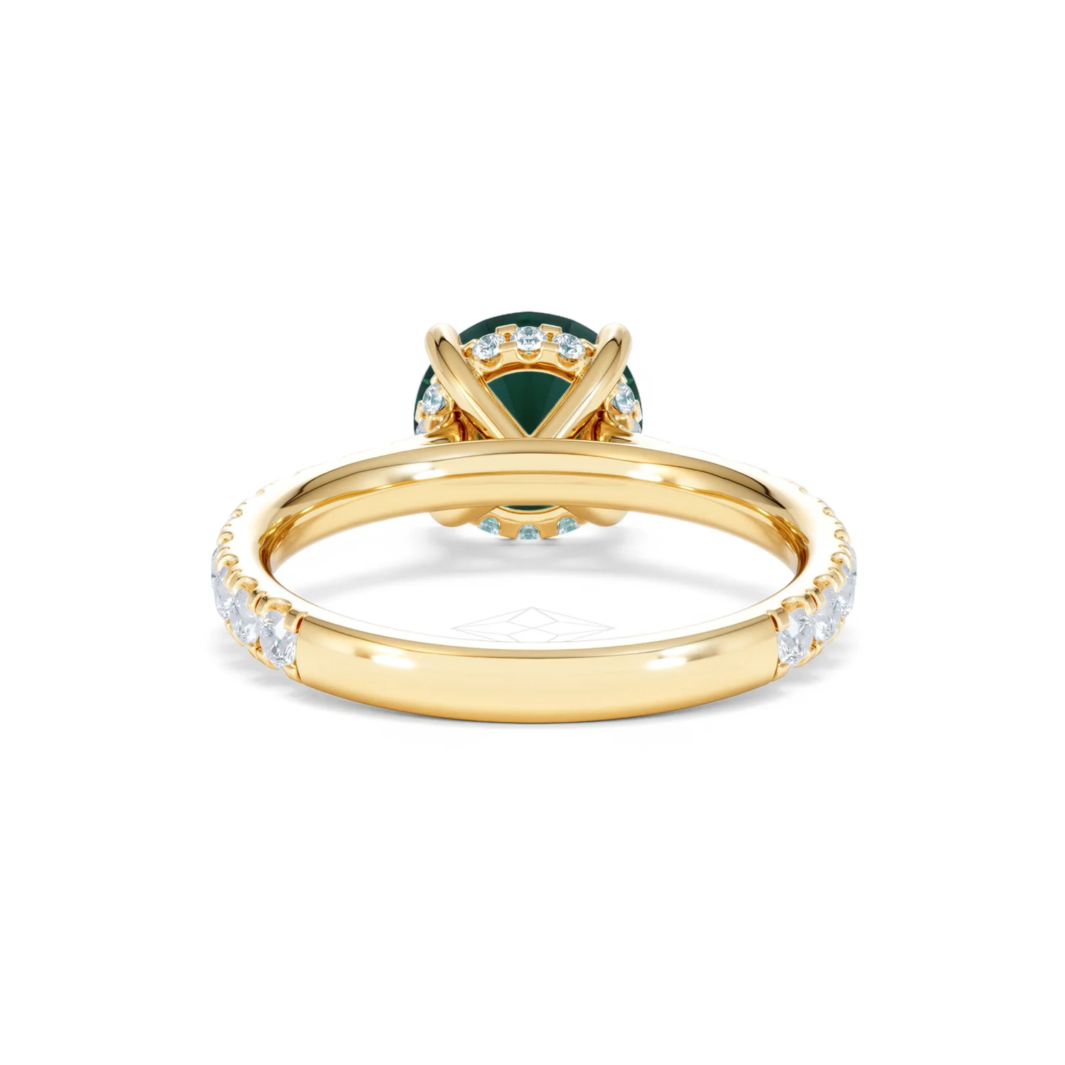 Amora Gem 2.00ct Round Cut Lab Emerald Hidden Halo Engagement Ring with Side Stones in 18K Yellow Gold - Image 48
