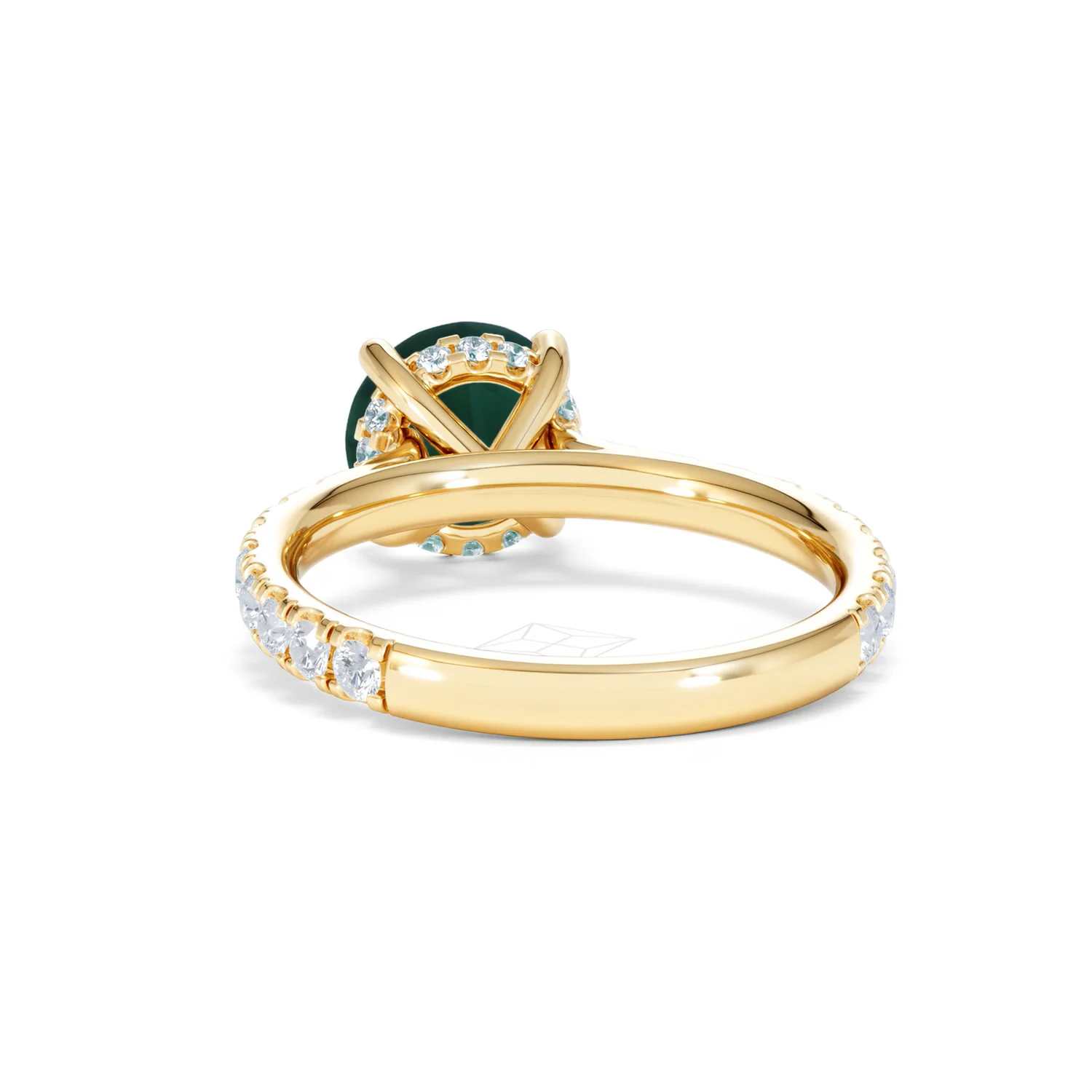 Amora Gem 2.00ct Round Cut Lab Emerald Hidden Halo Engagement Ring with Side Stones in 18K Yellow Gold - Image 51