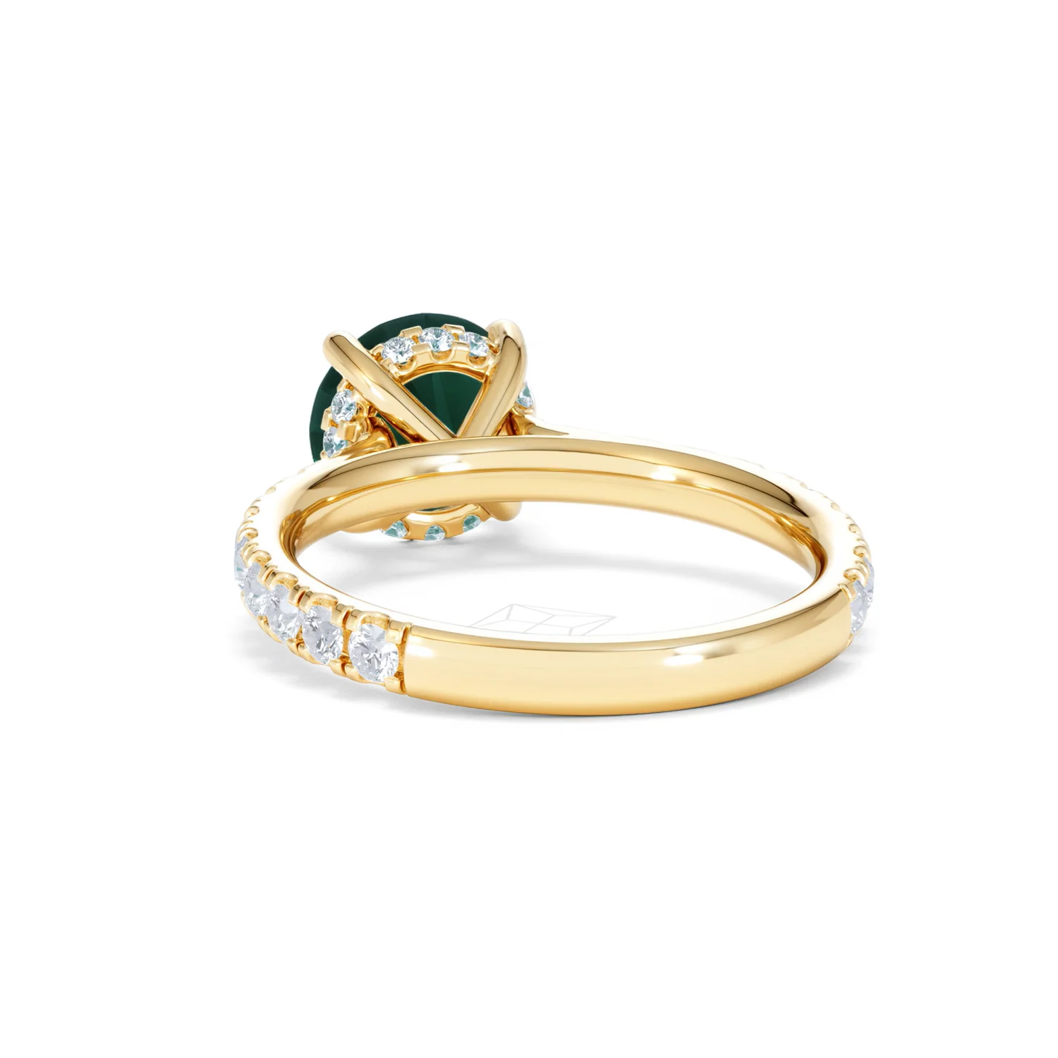 Amora Gem 2.00ct Round Cut Lab Emerald Hidden Halo Engagement Ring with Side Stones in 18K Yellow Gold - Image 52