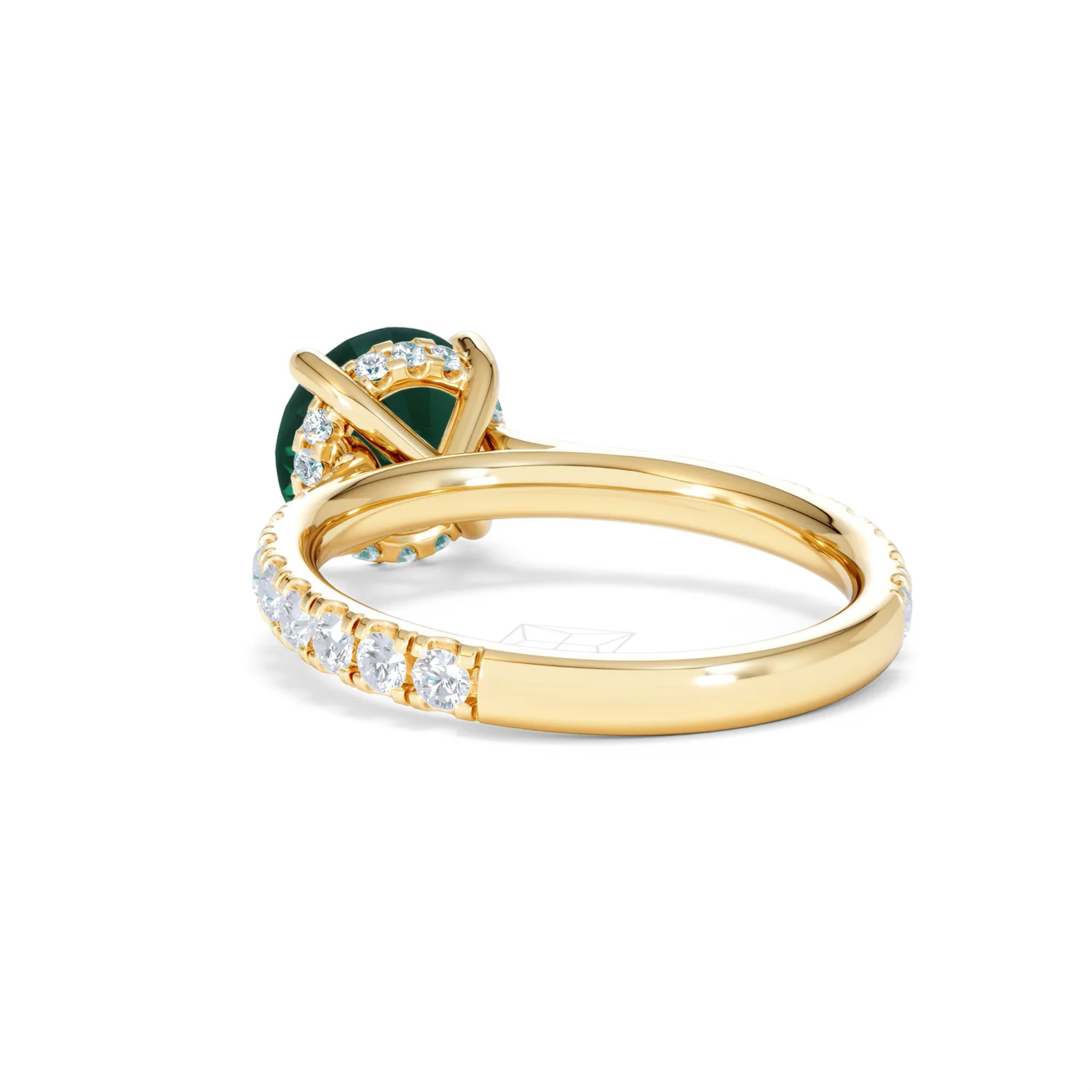 Amora Gem 2.00ct Round Cut Lab Emerald Hidden Halo Engagement Ring with Side Stones in 18K Yellow Gold - Image 54