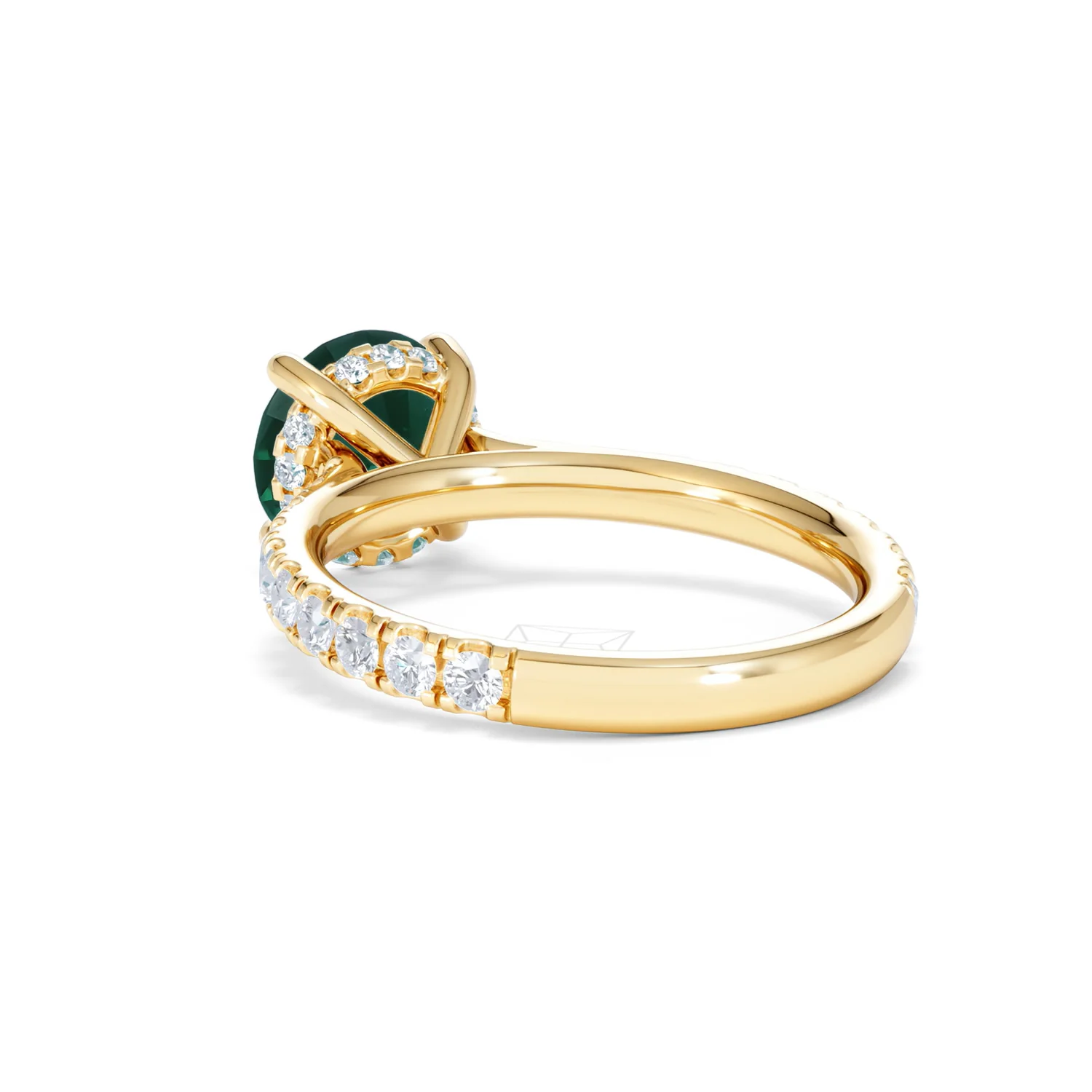 Amora Gem 2.00ct Round Cut Lab Emerald Hidden Halo Engagement Ring with Side Stones in 18K Yellow Gold - Image 55