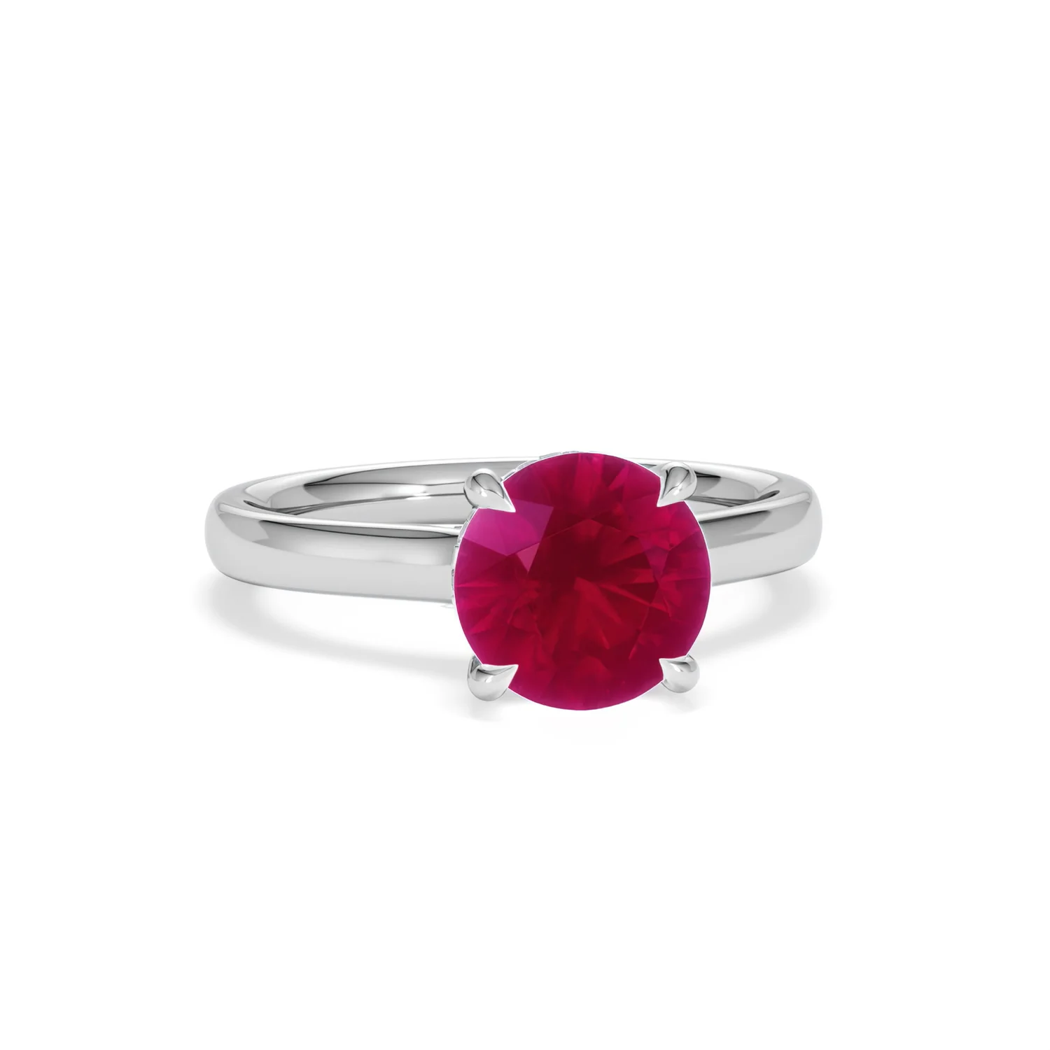 Amora Gem 2.00ct Round Cut Lab Ruby Hidden Halo Engagement Ring in 18K White Gold - Image 11